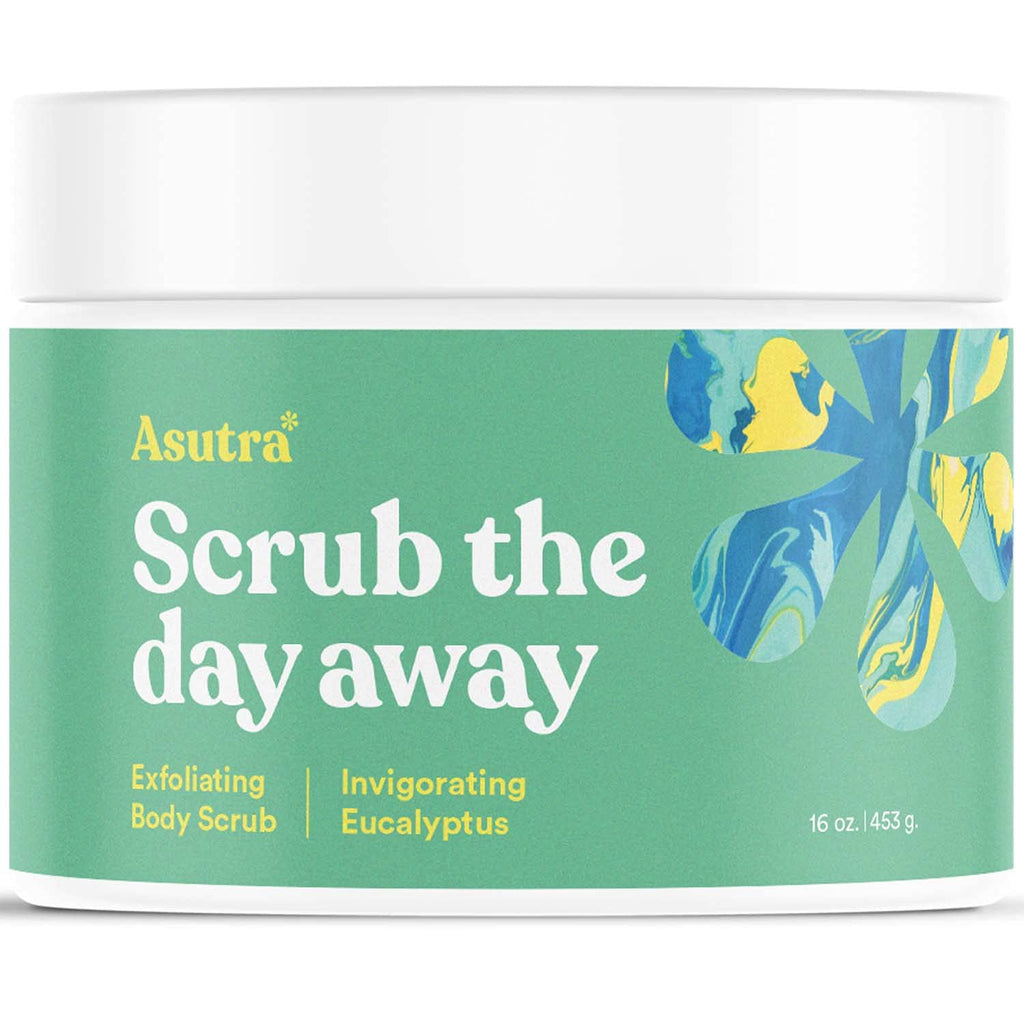 ASUTRA Dead Sea Salt Essential Oil Body Scrub with Eucalyptus – Ultra Hydrating Exfoliator, 16 oz