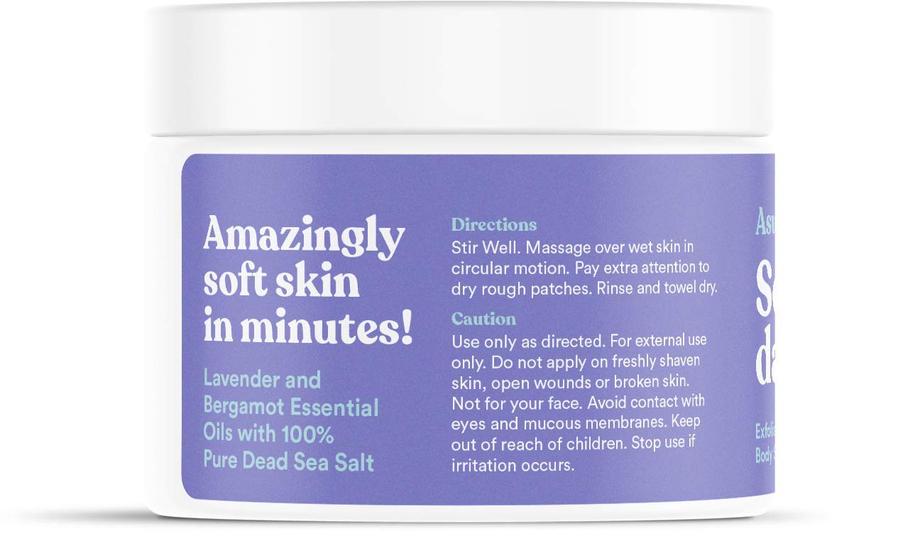 ASUTRA Dead Sea Salt Essential Oil Body Scrub Exfoliator (Soothing Lavender), 16 oz – Ultra Hydrating, Gentle & Moisturizing with Coconut, Lavender & Bergamot Oils
