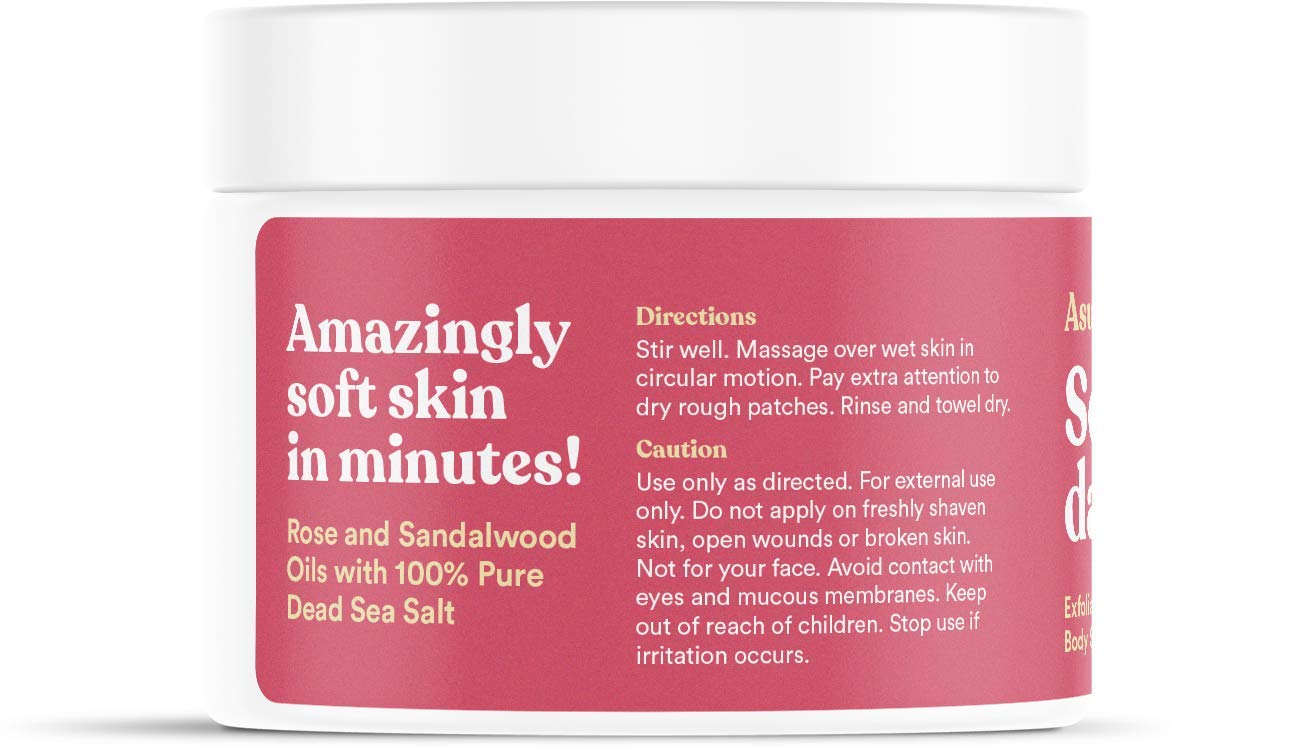 ASUTRA Dead Sea Salt Body Scrub – Rose, 16 oz | Ultra Hydrating & Gentle Exfoliation