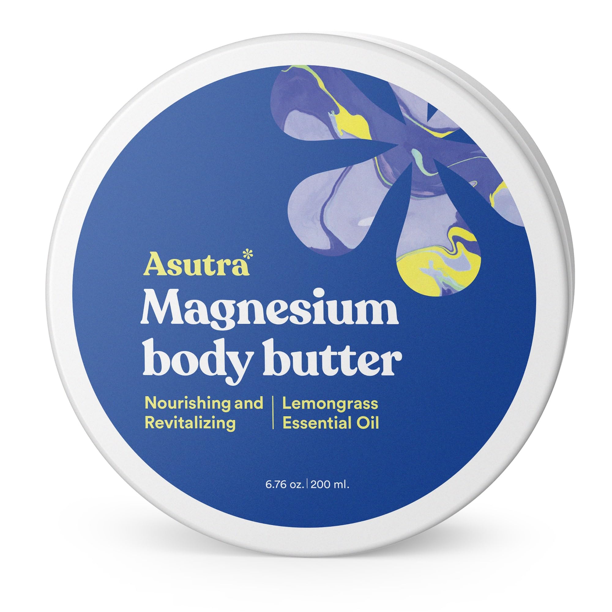 ASUTRA Magnesium Body Butter Lotion – Premium Magnesium with Shea Butter, Almond Oil & Lemongrass (6.76 oz)