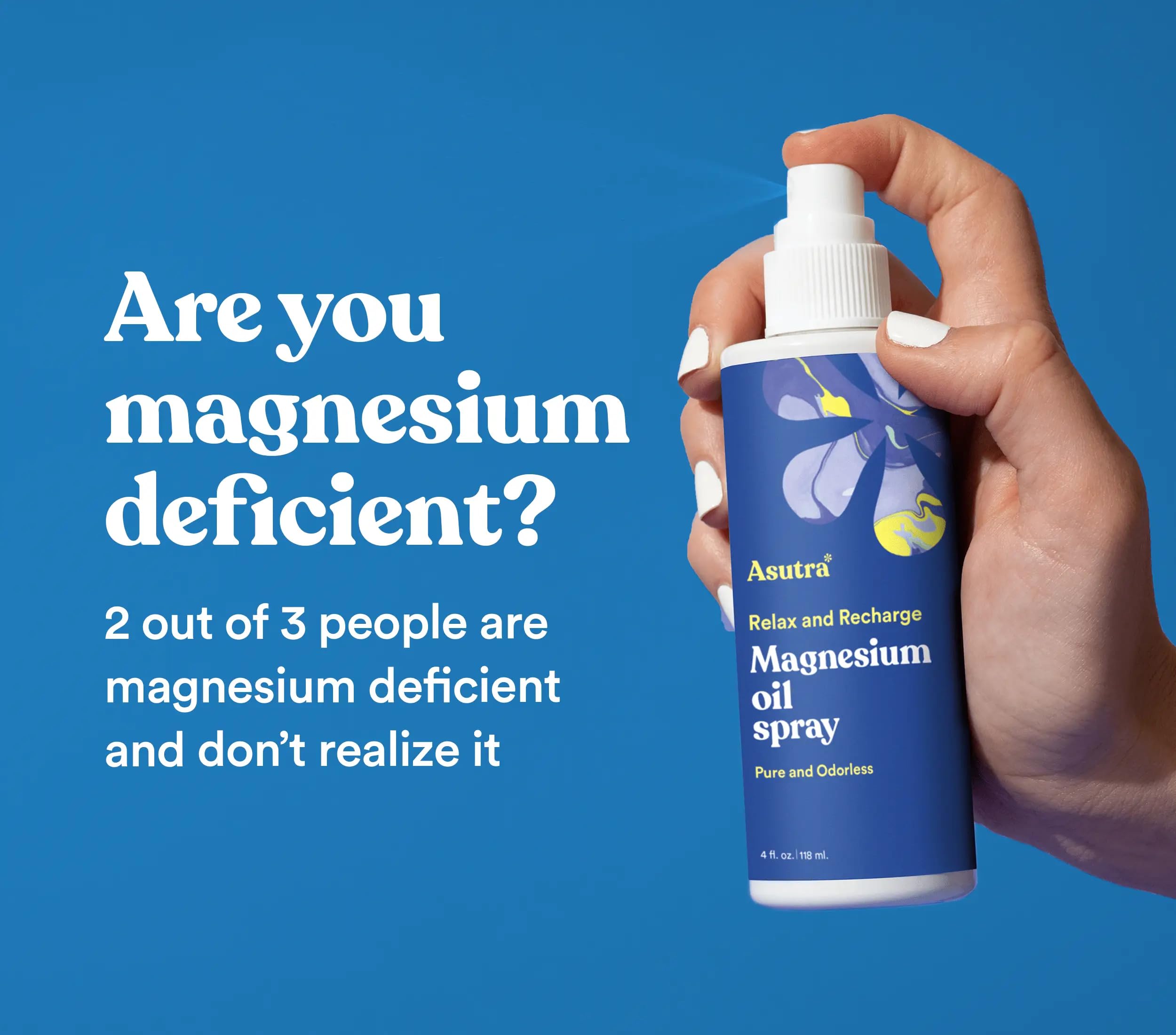 ASUTRA Magnesium Oil Spray (Pack of 2) – Rapid Absorption, Odorless, Non-Greasy