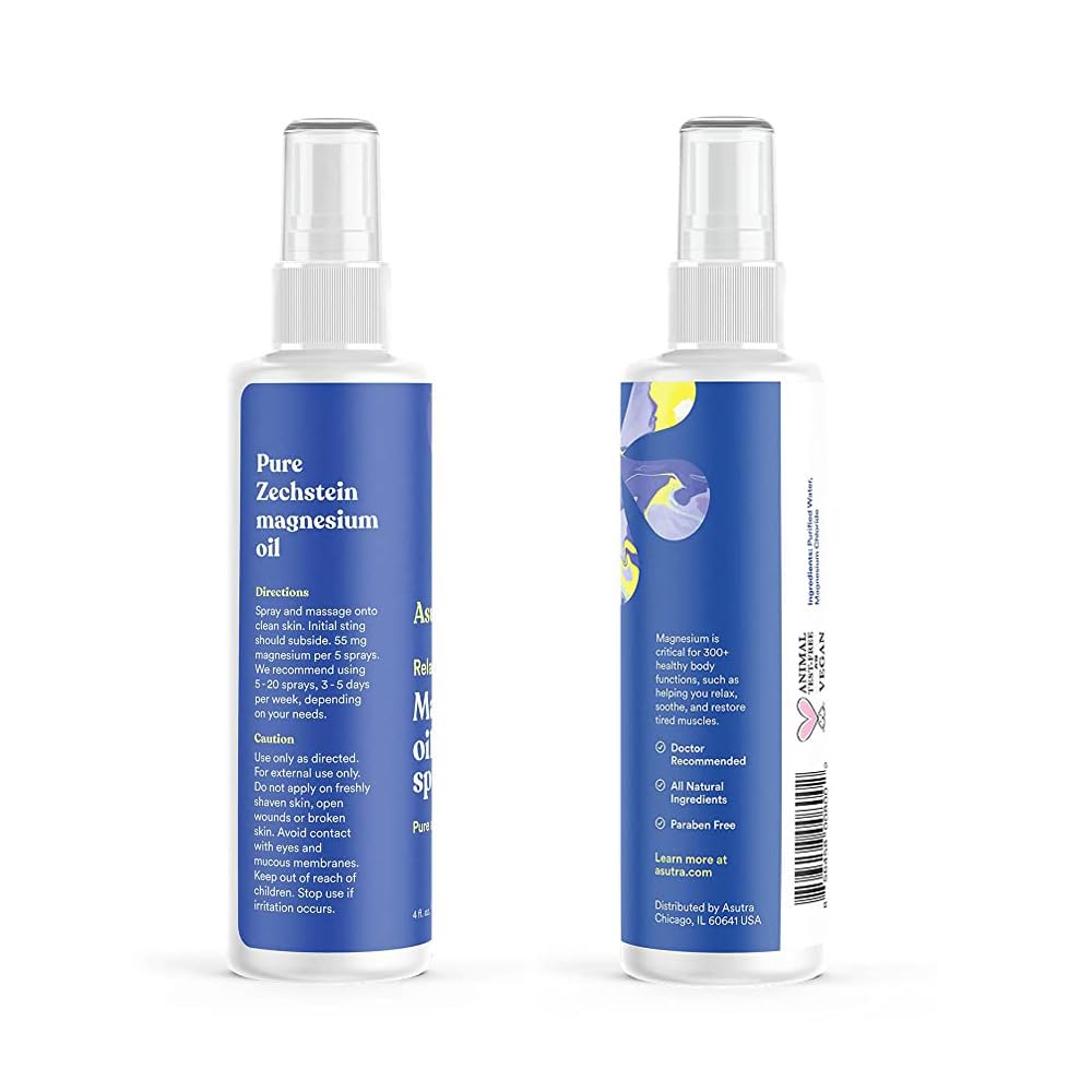 ASUTRA Magnesium Oil Spray (Pack of 2) – Rapid Absorption, Odorless, Non-Greasy