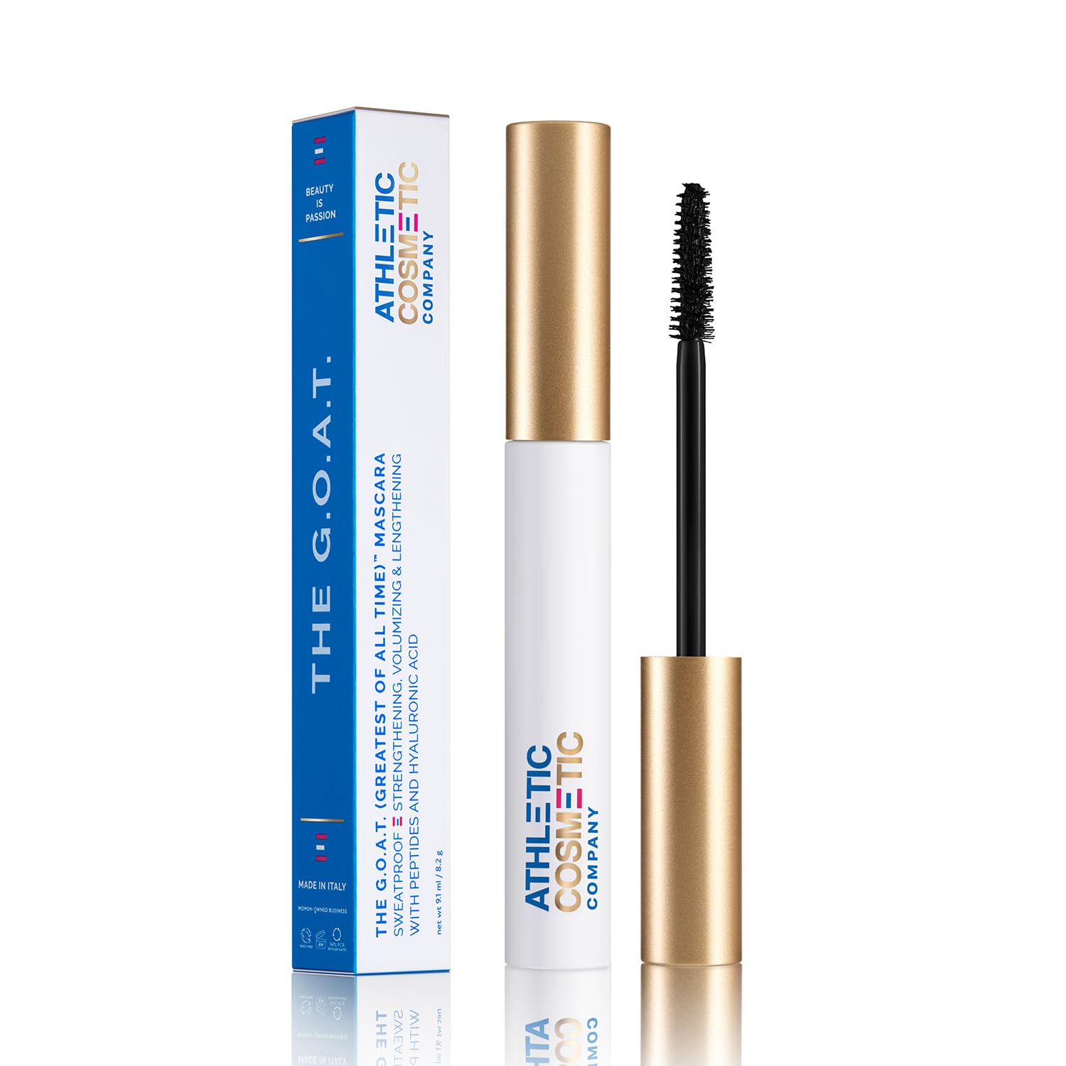 ATHLETIC COSMETIC The G.O.A.T. Waterproof Mascara – Sweatproof, Long-Wear, Vegan, Peptide-Enhanced