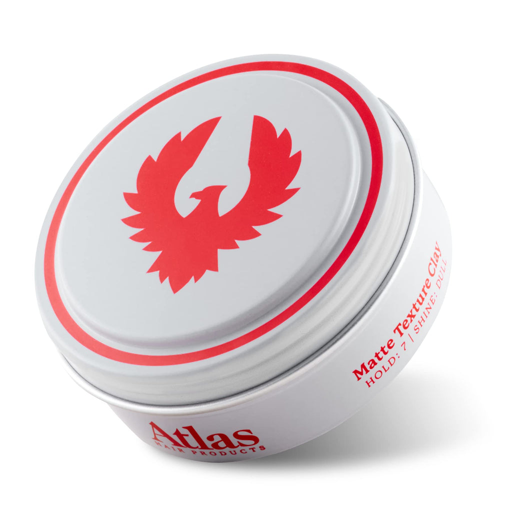 Atlas Matte Texture Clay – Lightweight Whipped Hair Clay, No Shine, Medium to Firm Hold (2.4 oz)