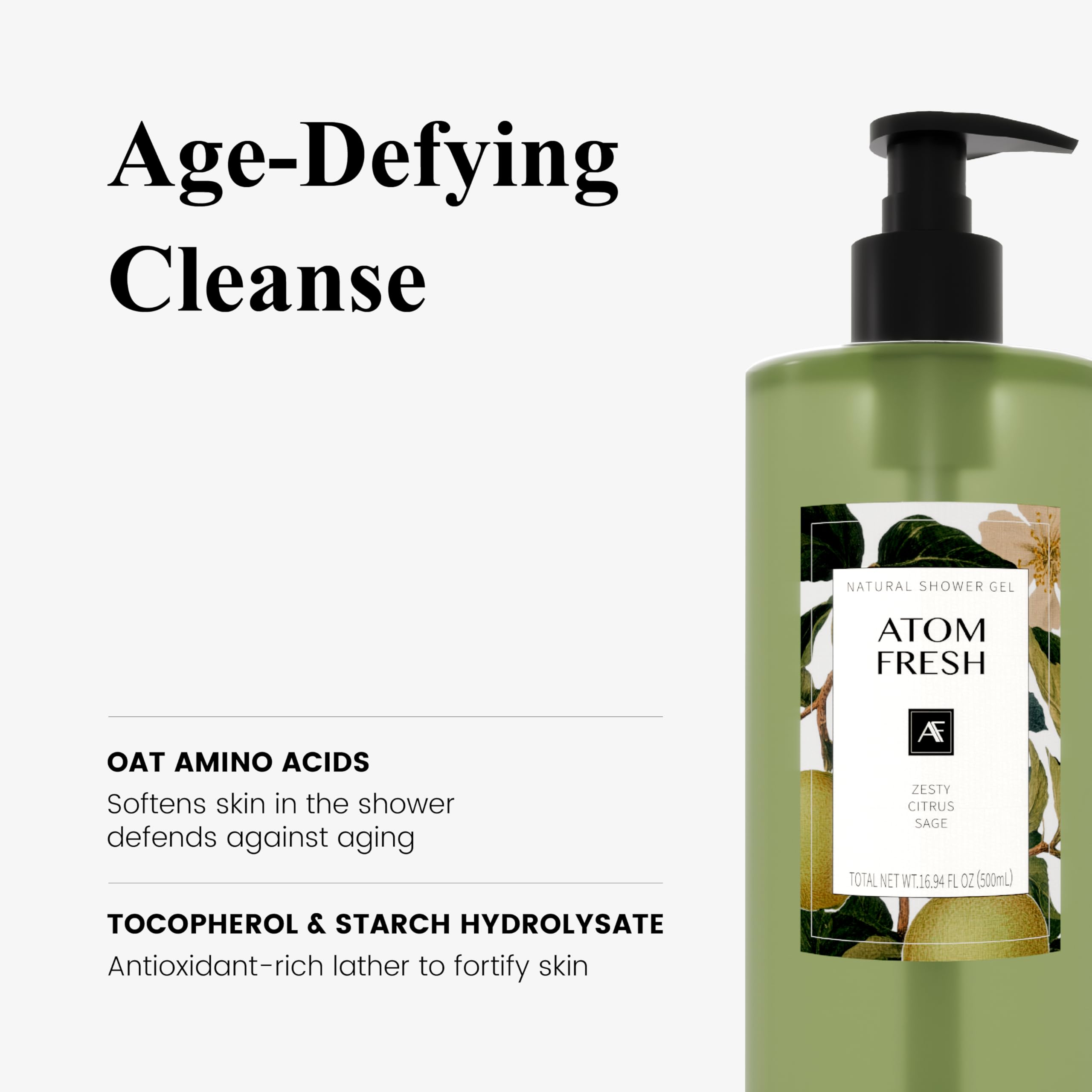 Atom Fresh Laboratory Body Care Gift Set for Women – Clean, Gentle Daily Essentials (Zesty Sage)