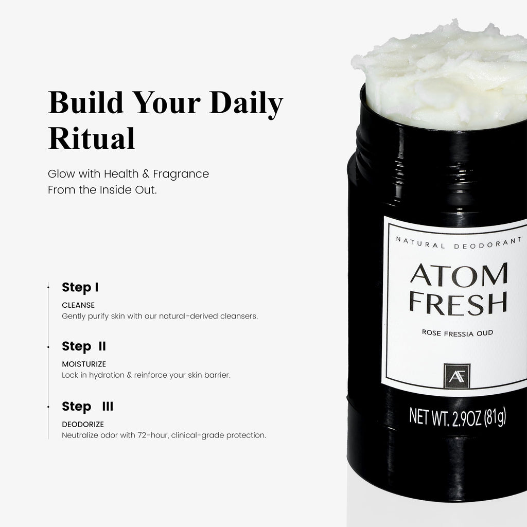 Atom Fresh Laboratory Mini Deodorant Set – 4 Pack, Aluminum & Baking Soda Free, 72-Hr Odor Defense, 4 Scents
