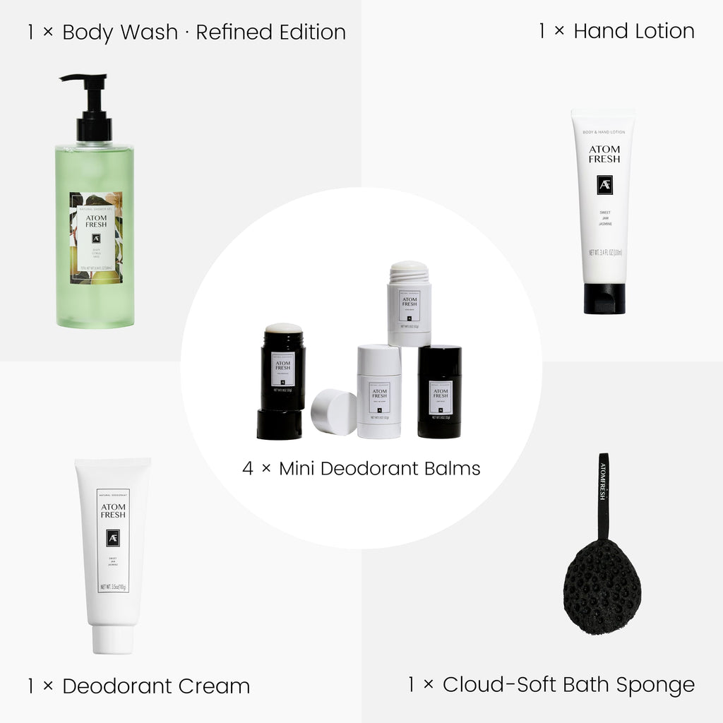 Atom Fresh Laboratory Body Care Gift Set for Women – Clean, Gentle Daily Essentials (Zesty Sage)