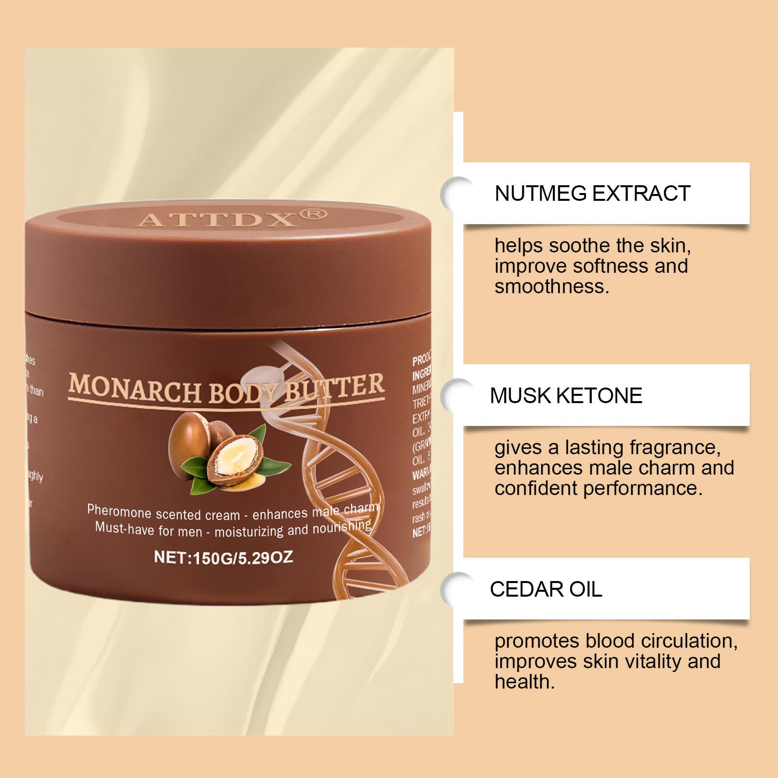 ATTDX Pheromone Scented Cream — Men’s Body Butter for Hydration and Long-Lasting Fragrance