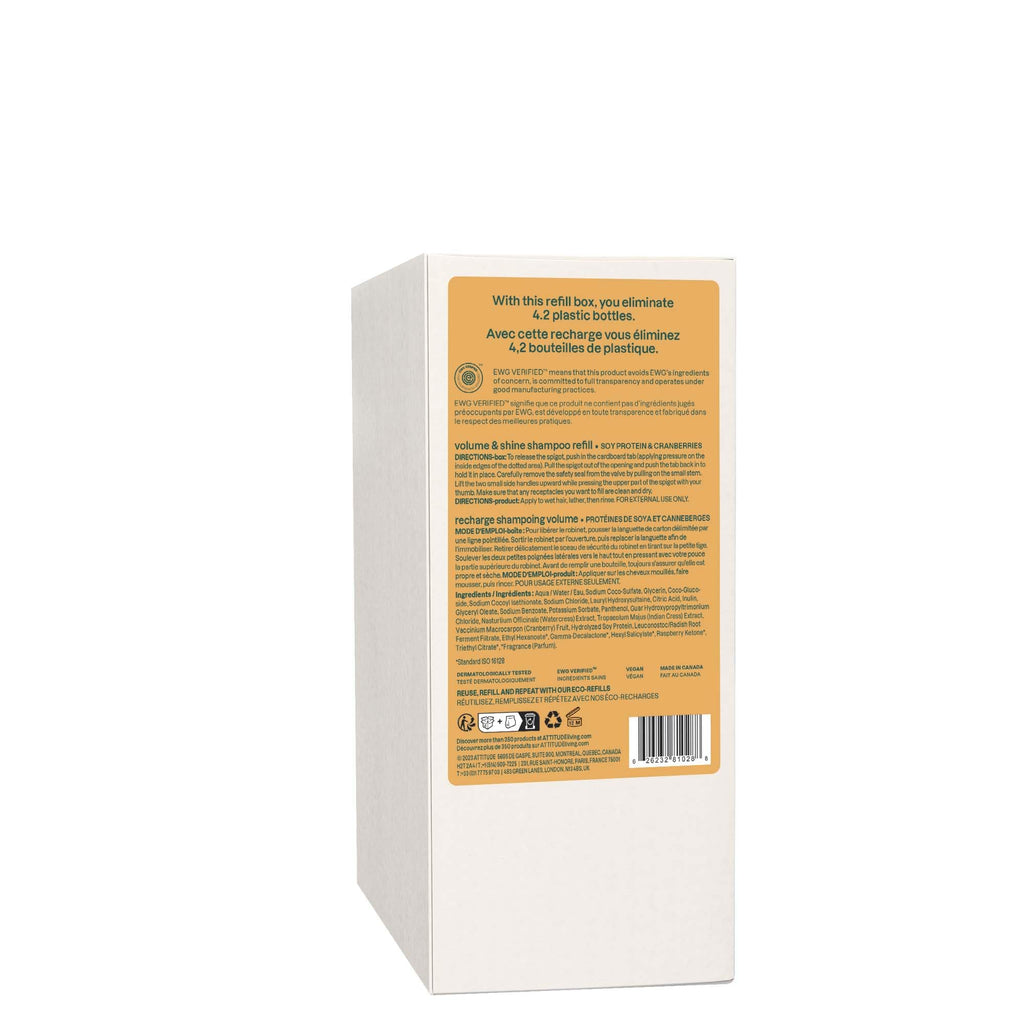 ATTITUDE Volume and Shine Shampoo – EWG Verified, Fine Hair, 67.6 oz Bulk Refill | Vegan & Plant-Based