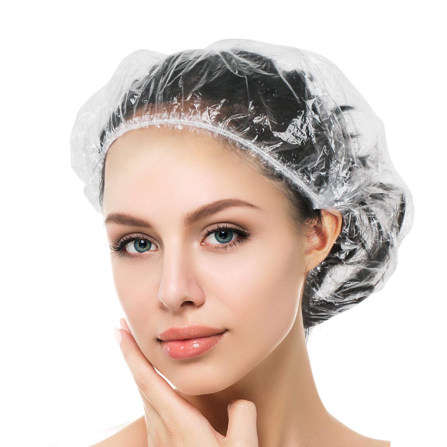 Auban 100pcs Disposable Shower Caps – Large, Waterproof & Individually Packaged
