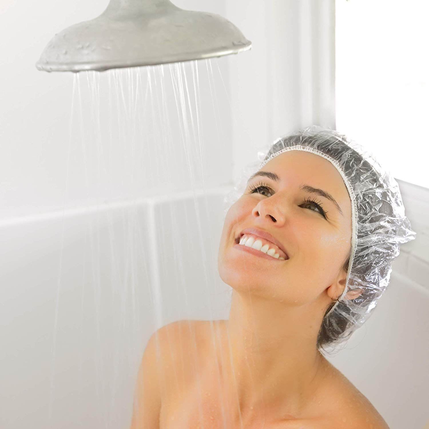 Auban 100pcs Disposable Shower Caps – Large, Waterproof & Individually Packaged