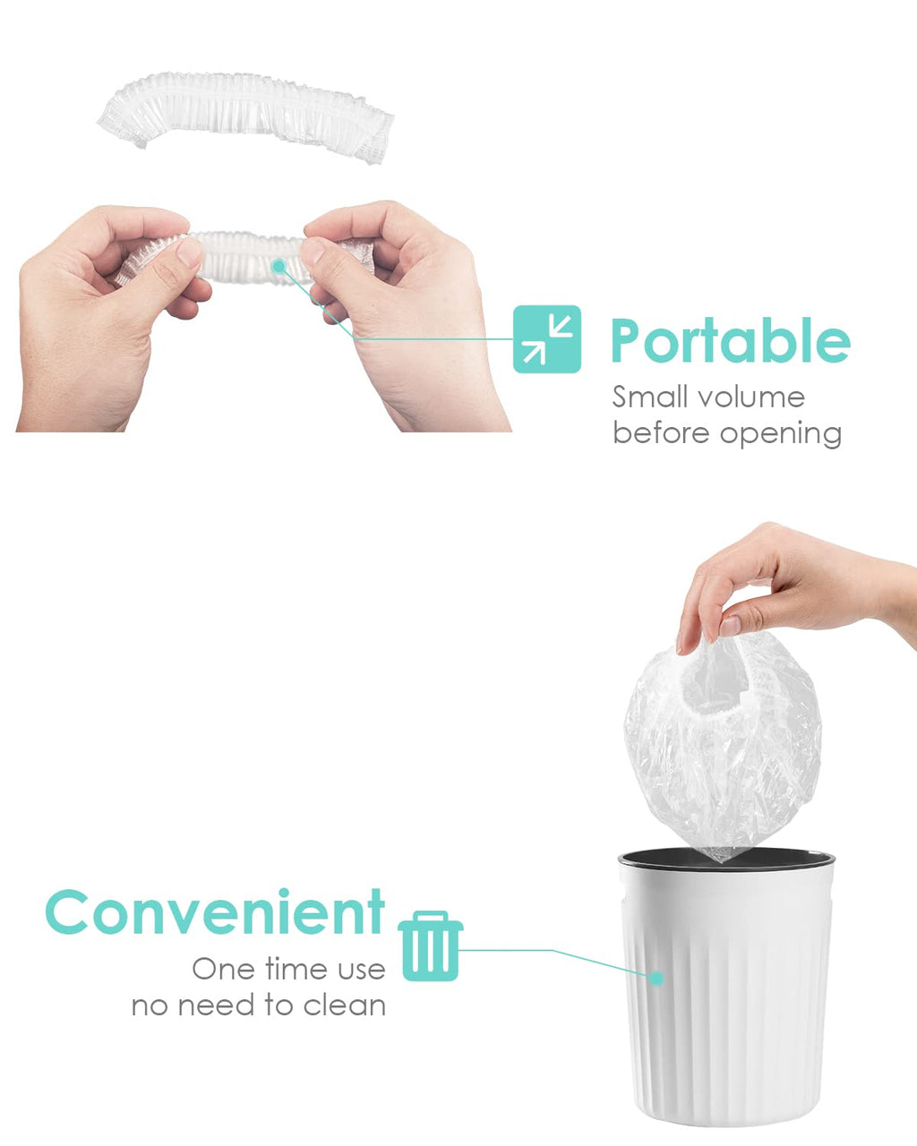 Auban 100pcs Disposable Shower Caps – Large, Waterproof & Individually Packaged