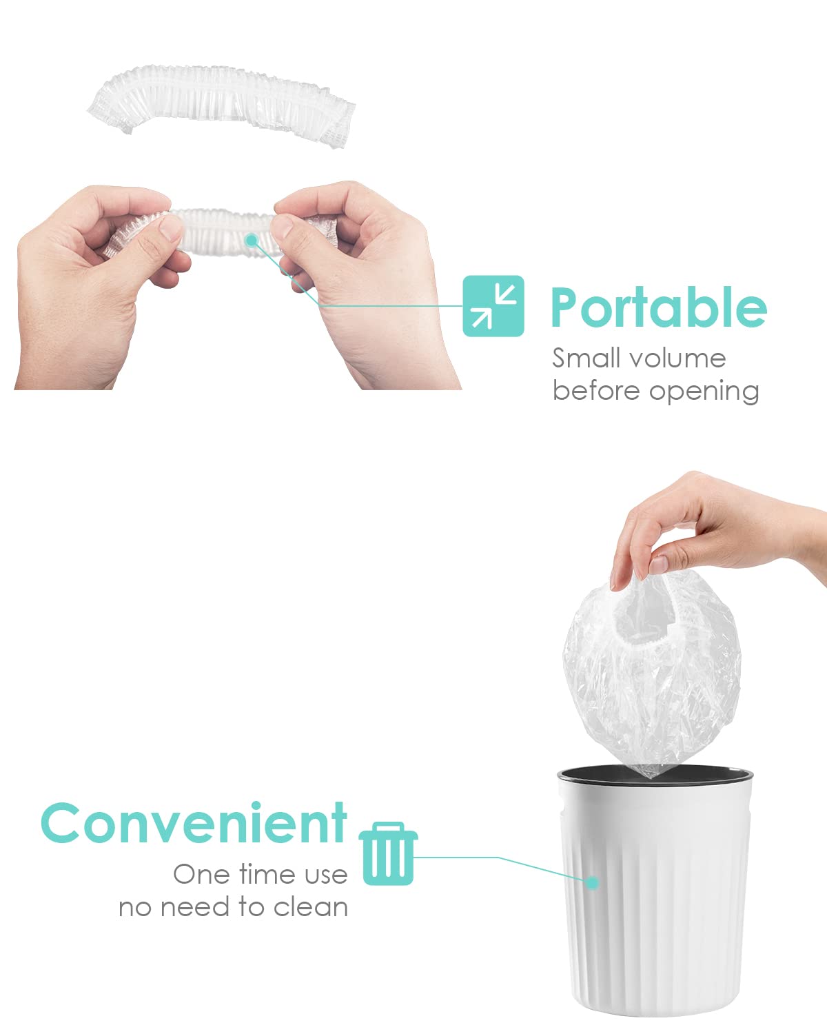 Auban 100pcs Disposable Shower Caps – Large, Waterproof & Individually Packaged