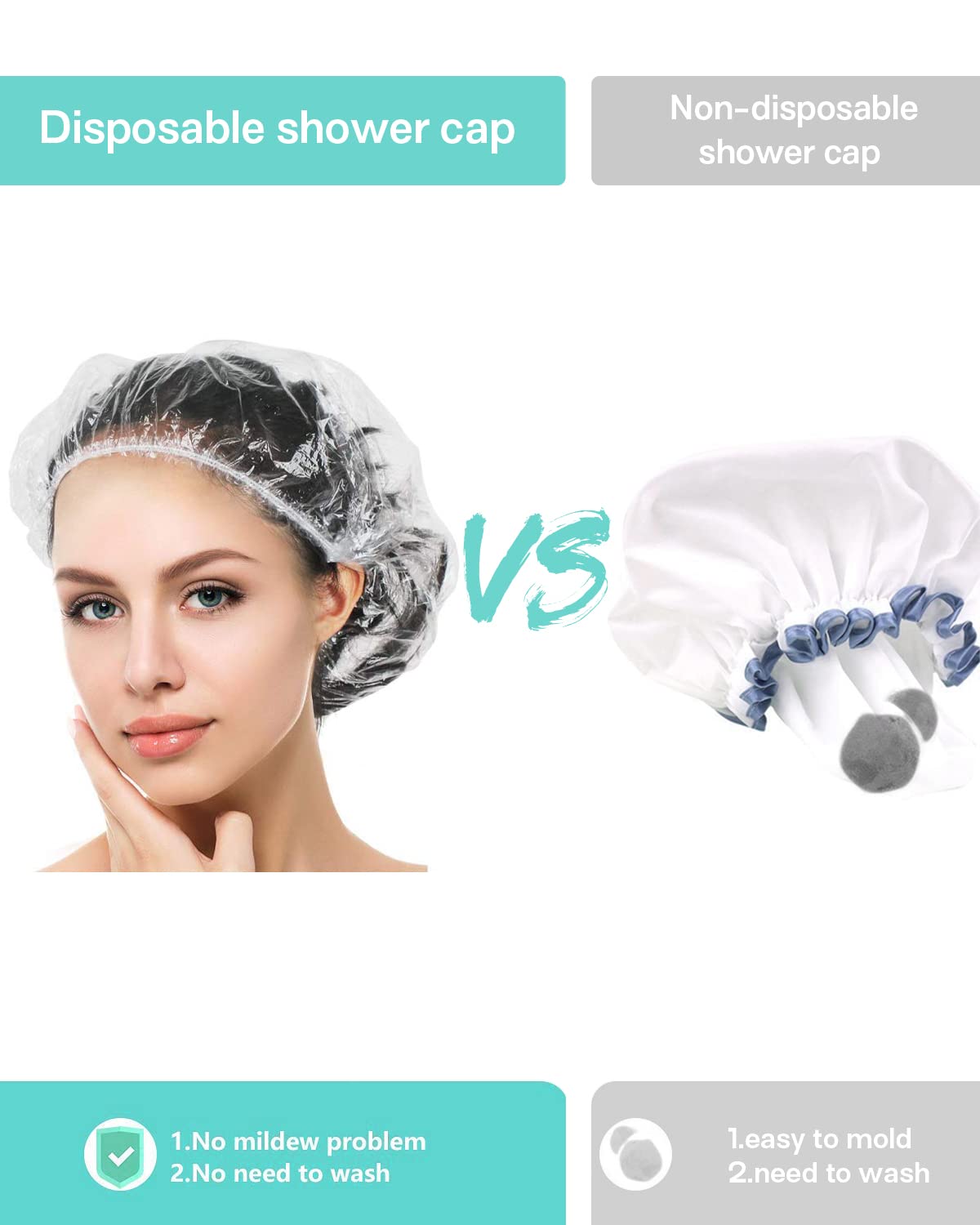 Auban 100pcs Disposable Shower Caps – Large, Waterproof & Individually Packaged