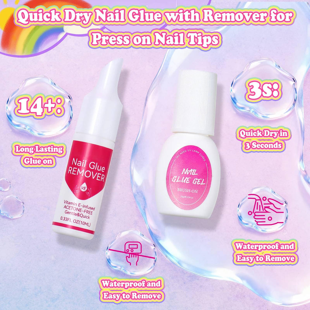Audab 480 Pcs Kids Nails & Glue Kit — Press-On Nail Art for Girls 8–12