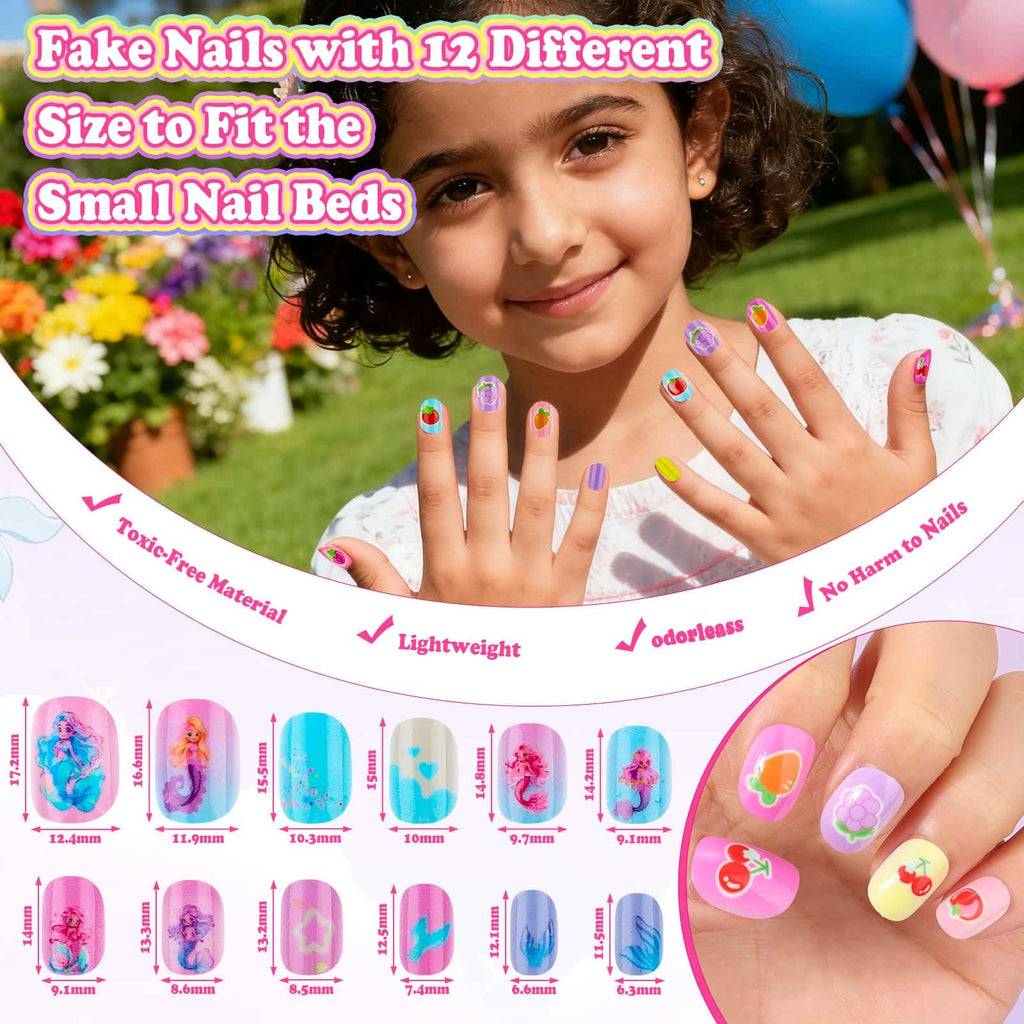 Audab 480 Pcs Kids Nails & Glue Kit — Press-On Nail Art for Girls 8–12