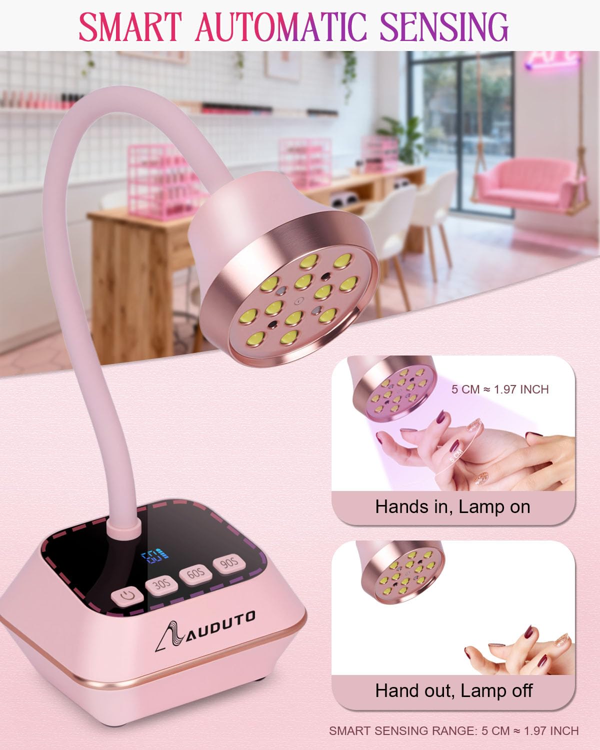 Auduto UV LED Nail Lamp 36W – Cordless Gooseneck Mini Dryer with Auto Sensor & Timers