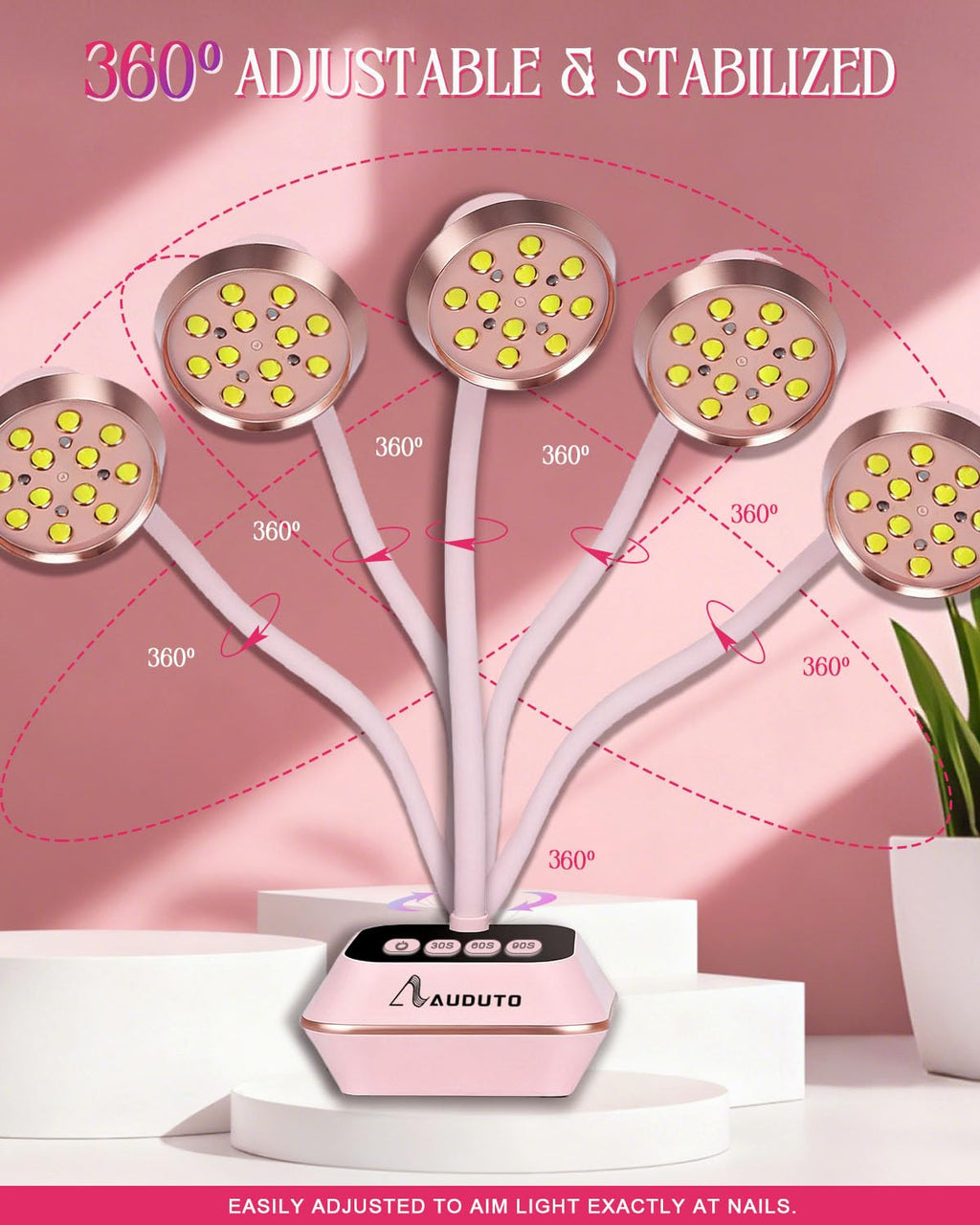 Auduto UV LED Nail Lamp 36W – Cordless Gooseneck Mini Dryer with Auto Sensor & Timers
