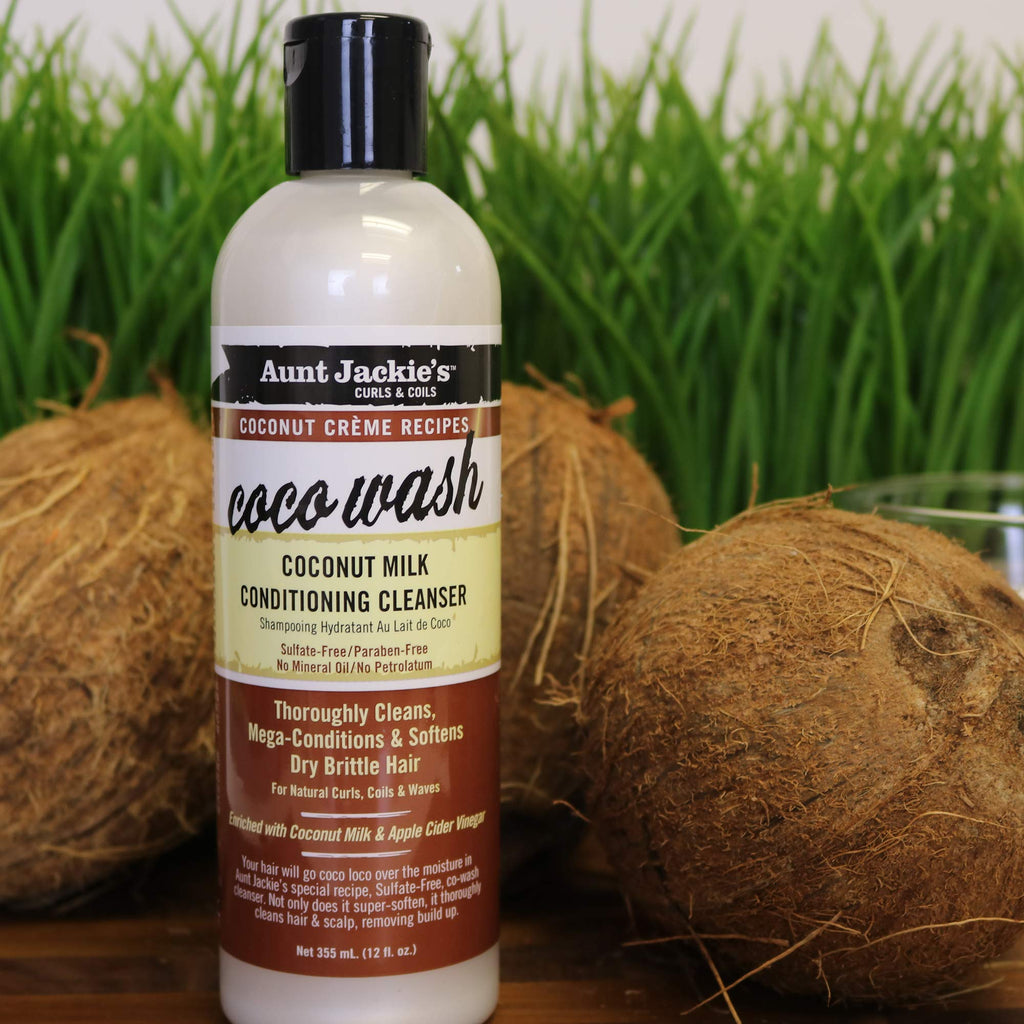 Aunt Jackie's Coco Wash Coconut Milk Conditioning Cleanser for Dry Curly Hair (12 oz)