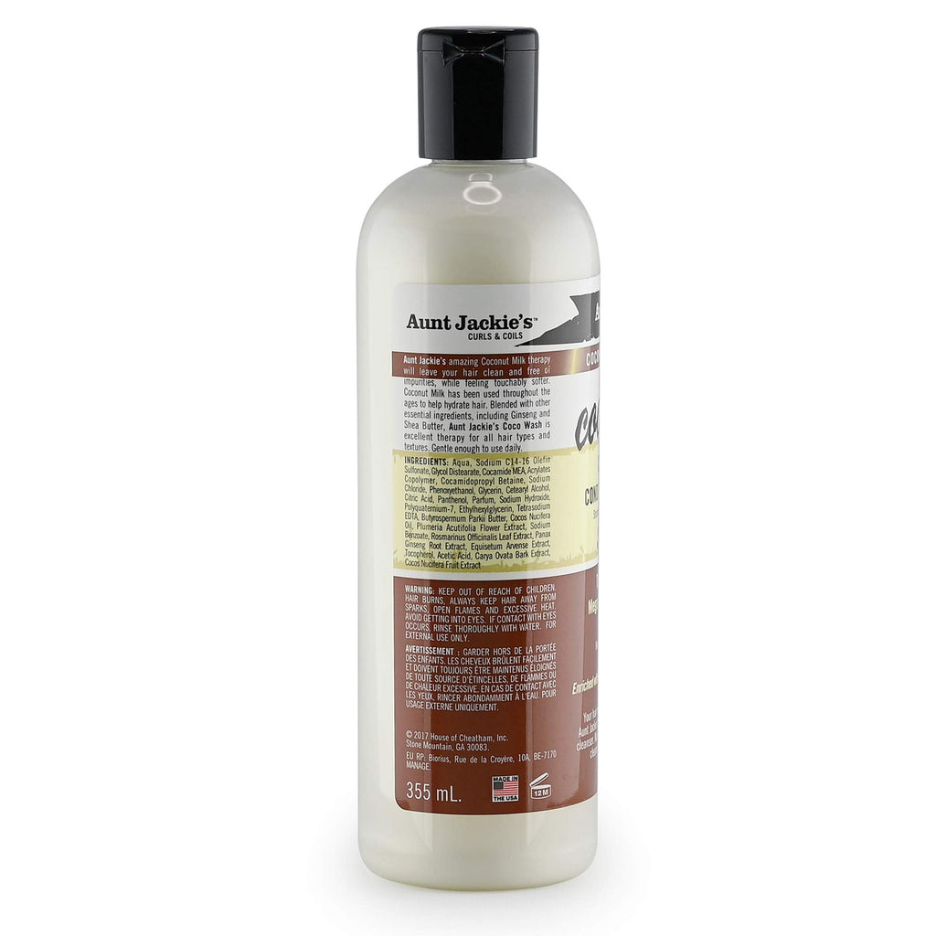 Aunt Jackie's Coco Wash Coconut Milk Conditioning Cleanser for Dry Curly Hair (12 oz)