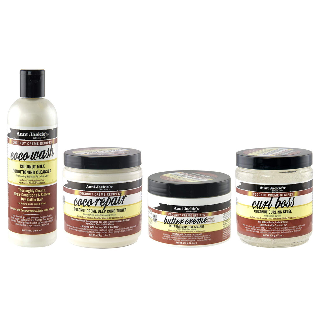 Aunt Jackie's Coco Wash Coconut Milk Conditioning Cleanser for Dry Curly Hair (12 oz)