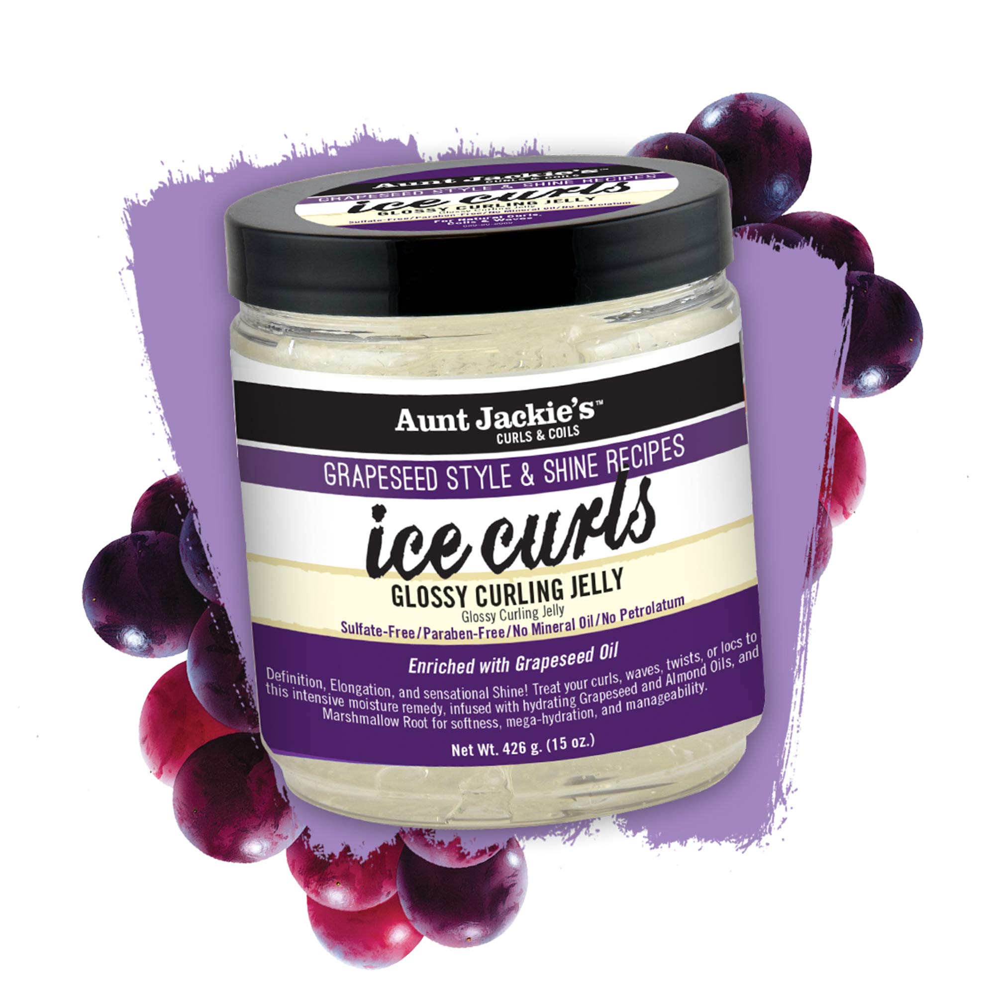 Aunt Jackie's Ice Curls Glossy Jelly – Grapeseed Style & Shine, 18 oz