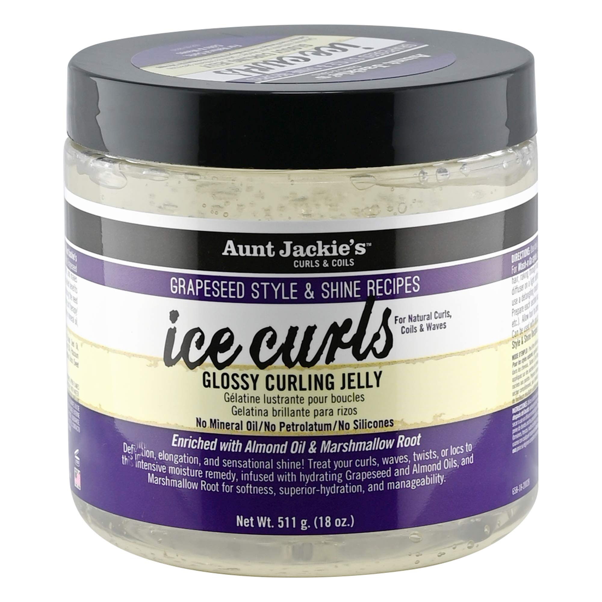 Aunt Jackie's Ice Curls Glossy Jelly – Grapeseed Style & Shine, 18 oz