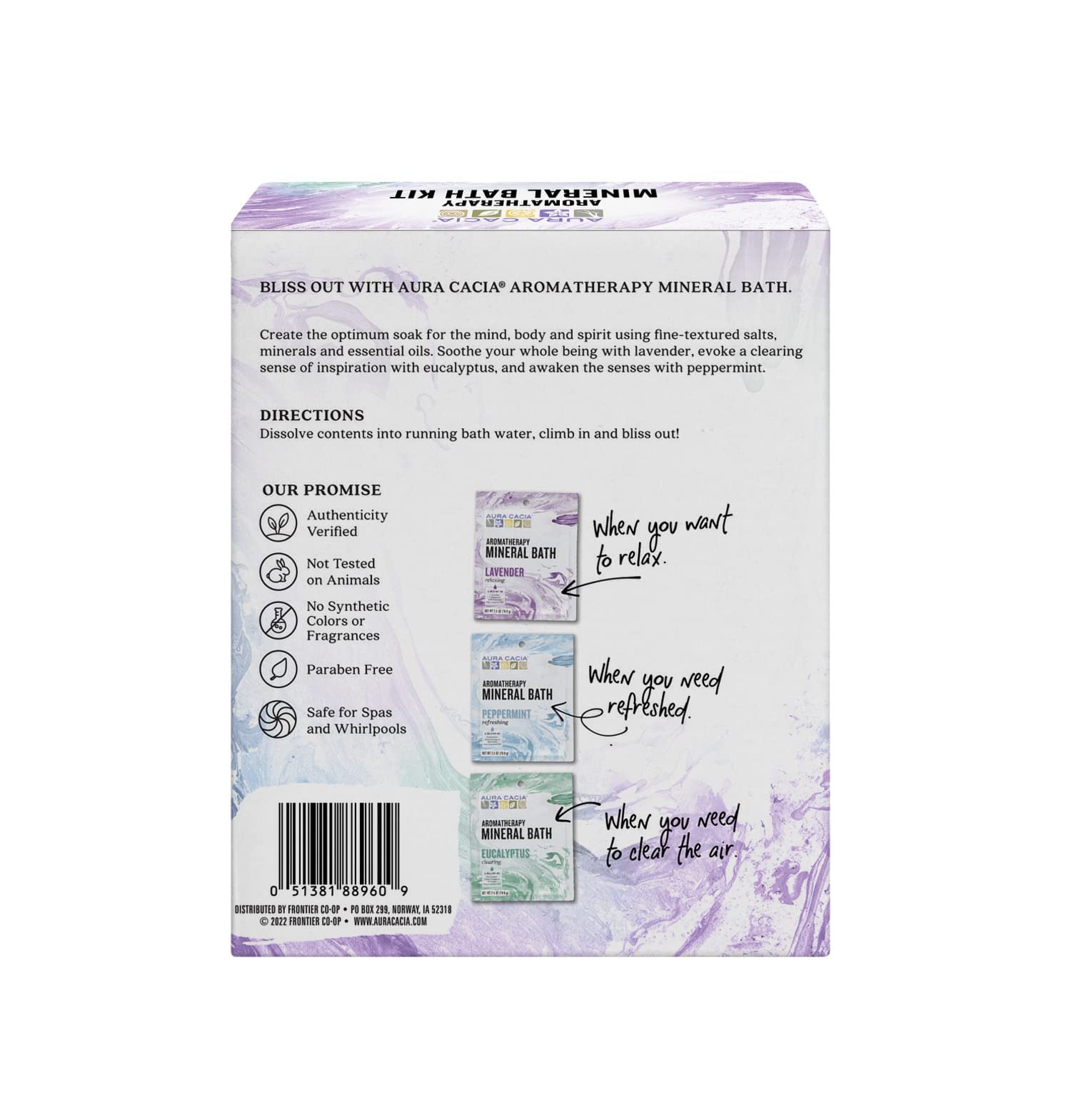 Aura Cacia Mineral Bath Kit – Aromatherapy Bath Salts with Lavender, Eucalyptus & Peppermint