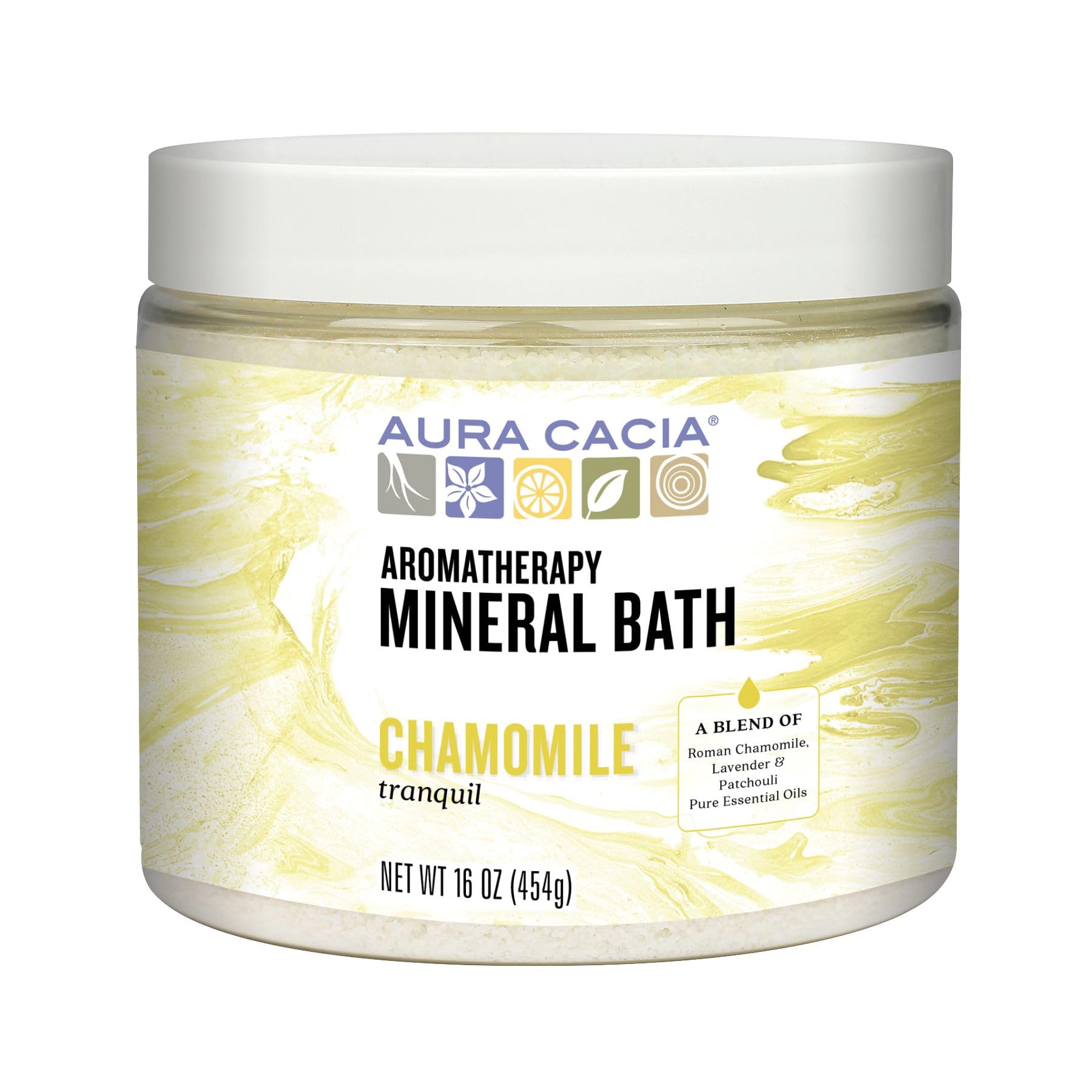 Aura Cacia Tranquil Chamomile Aromatherapy Mineral Bath – 16 oz Jar