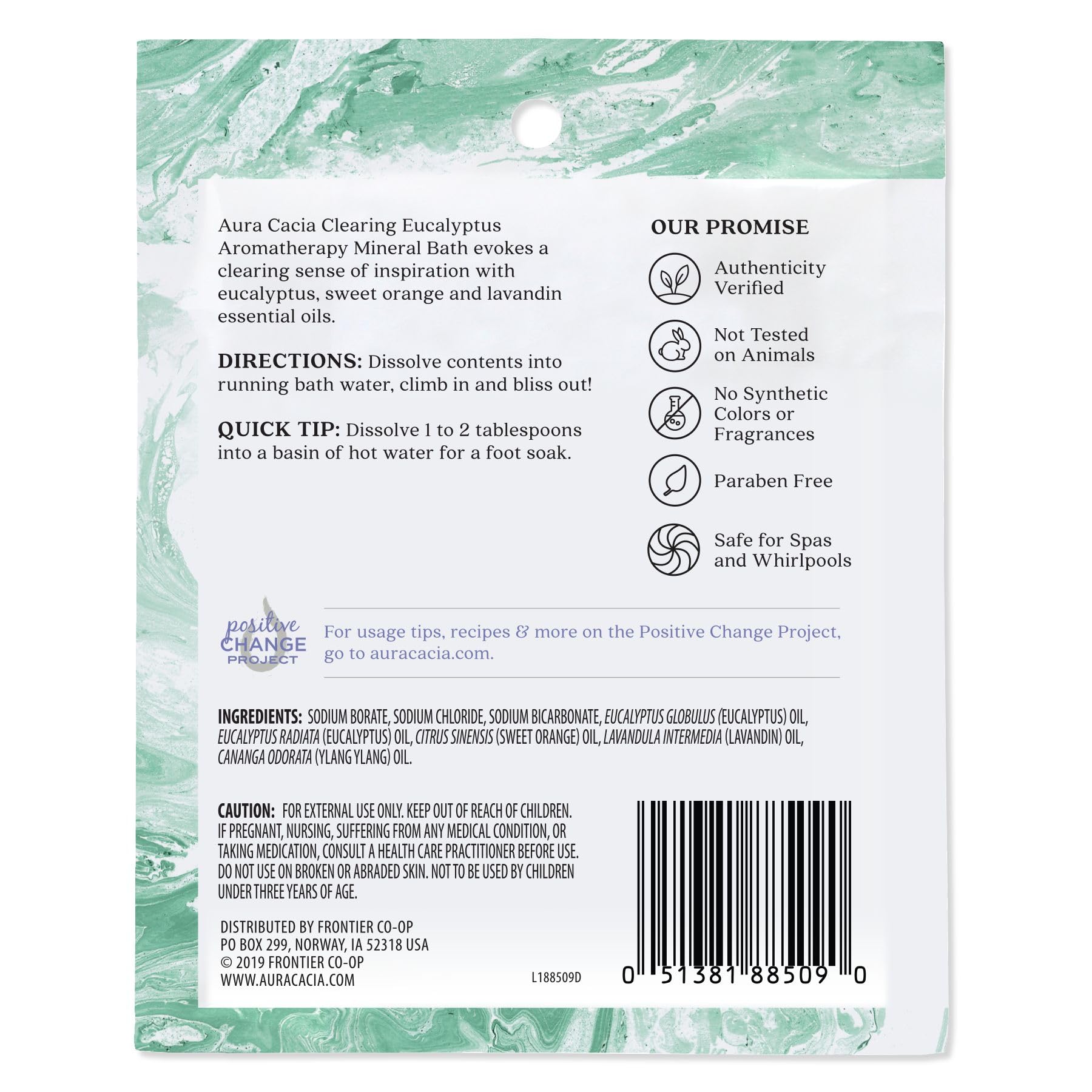 Aura Cacia Clearing Eucalyptus Aromatherapy Mineral Bath Salt - 2.5 oz Packets (6 per Case)
