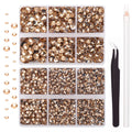 AUREHEN Champagne Resin Rhinestones – 10000pcs, 2–6mm, Flat Back, Non Hotfix for Nail Art & DIY