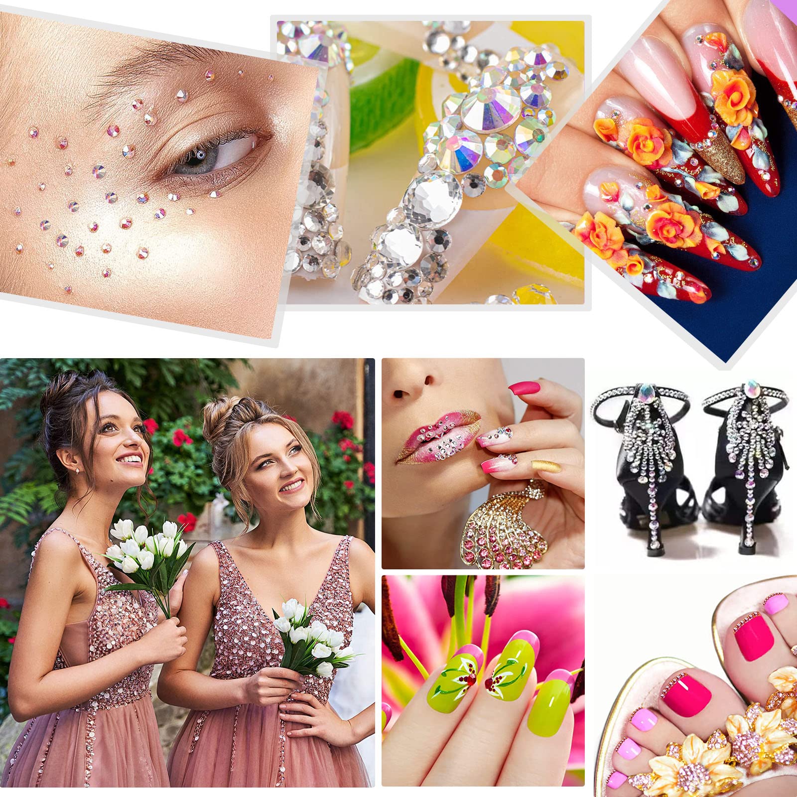 AUREHEN Champagne Resin Rhinestones – 10000pcs, 2–6mm, Flat Back, Non Hotfix for Nail Art & DIY