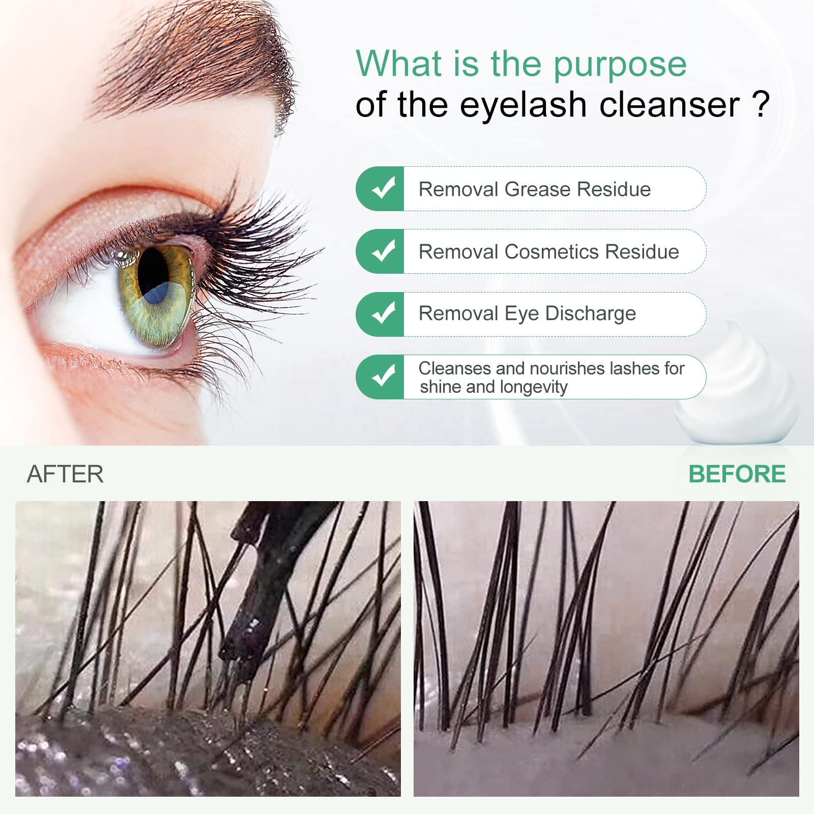 AuReve Eyelash Cleanser Concentrate 100ml – Oil-Free Lash Extension Shampoo for Salon-Quality Home Care