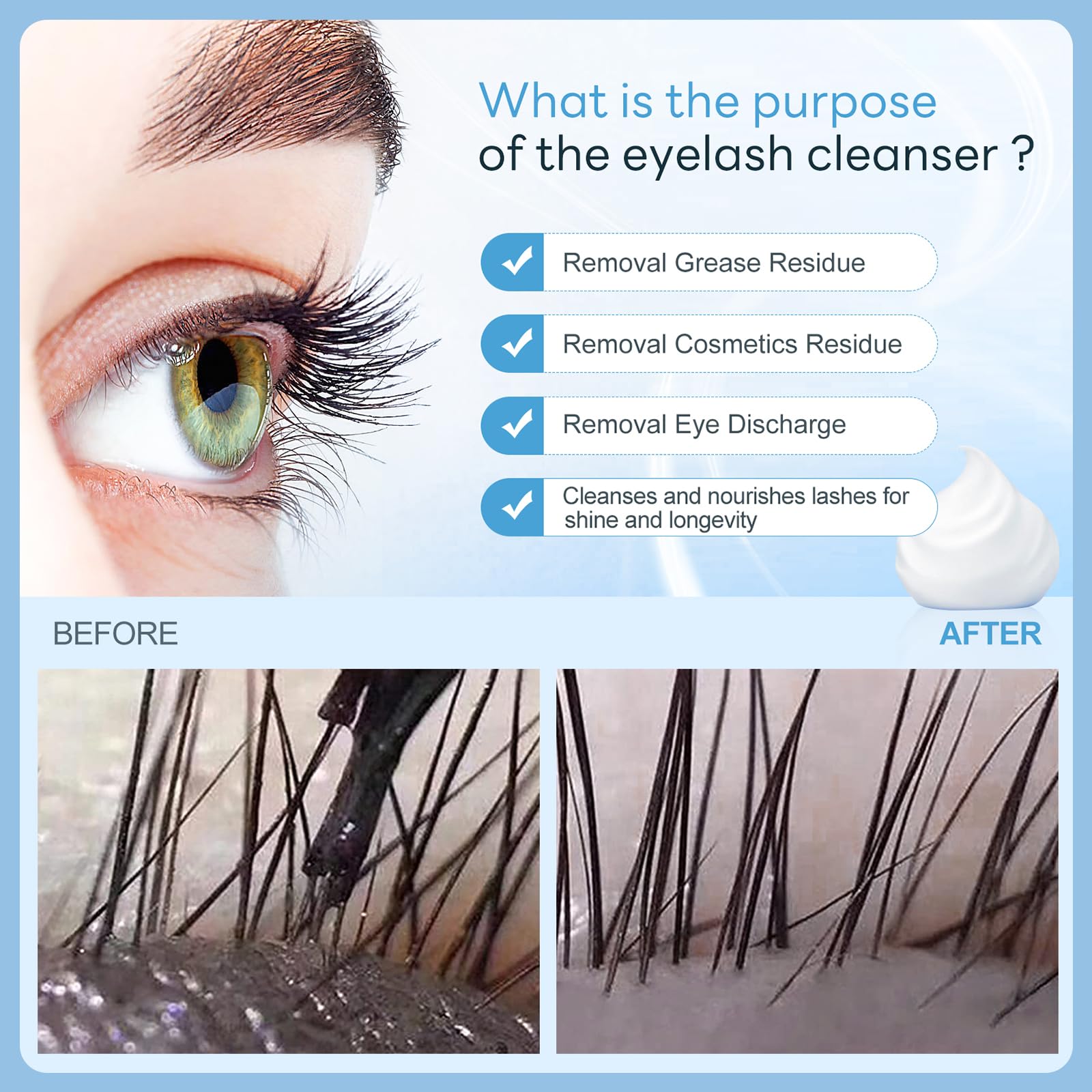 AuReve Lash Shampoo Concentrate 100ml – Oil-Free Eyelash Extension Cleanser (Salon & Home)