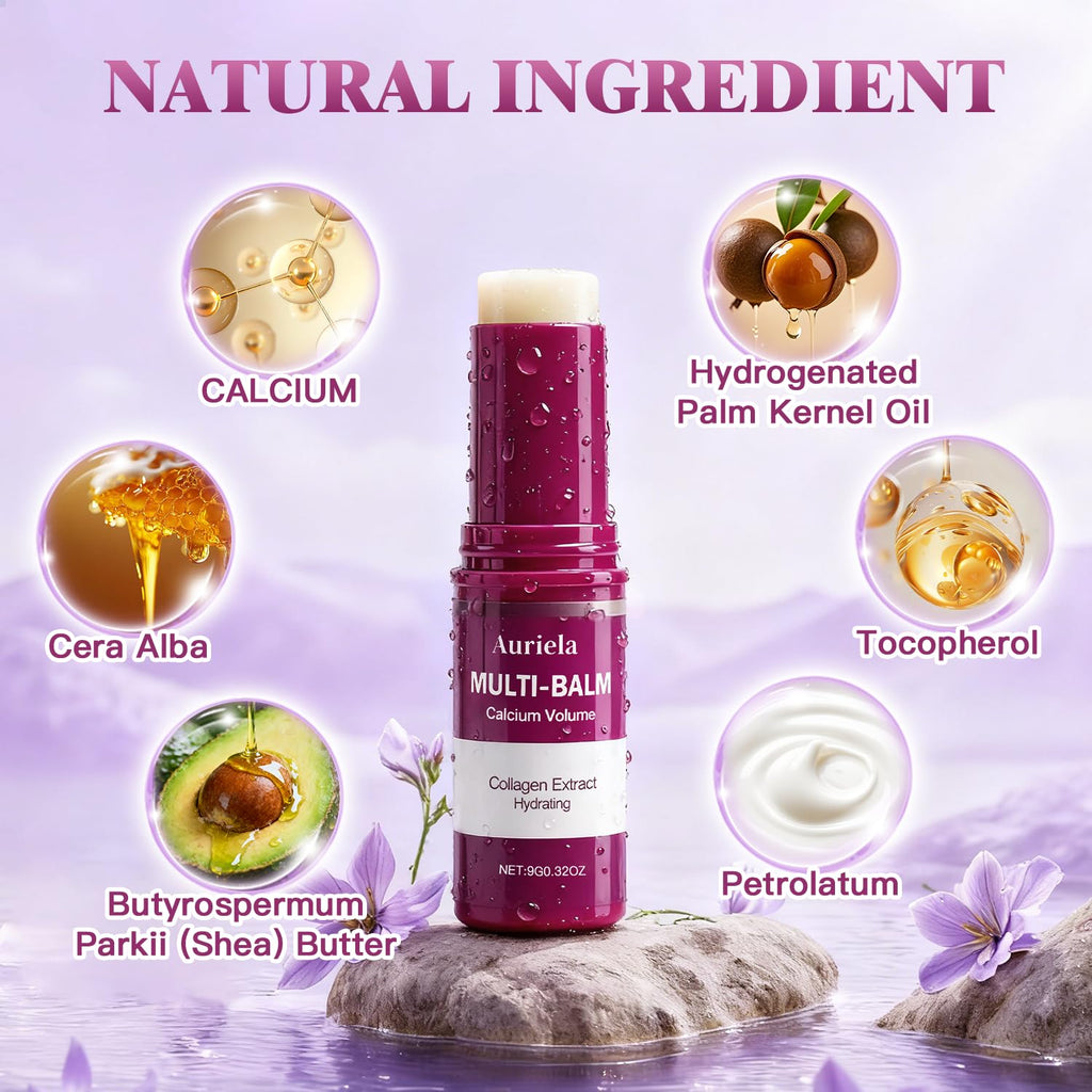 Auriela Calcium Volume Multi Balm – Multi-Use Hydrating Stick for Face, Eyes, Lips & Neck