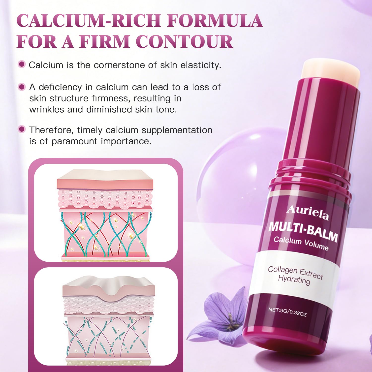 Auriela Calcium Volume Multi Balm Stick — Anti-Wrinkle, Hydration & Firming for Face, Eyes, Lips & Neck (4 pcs)
