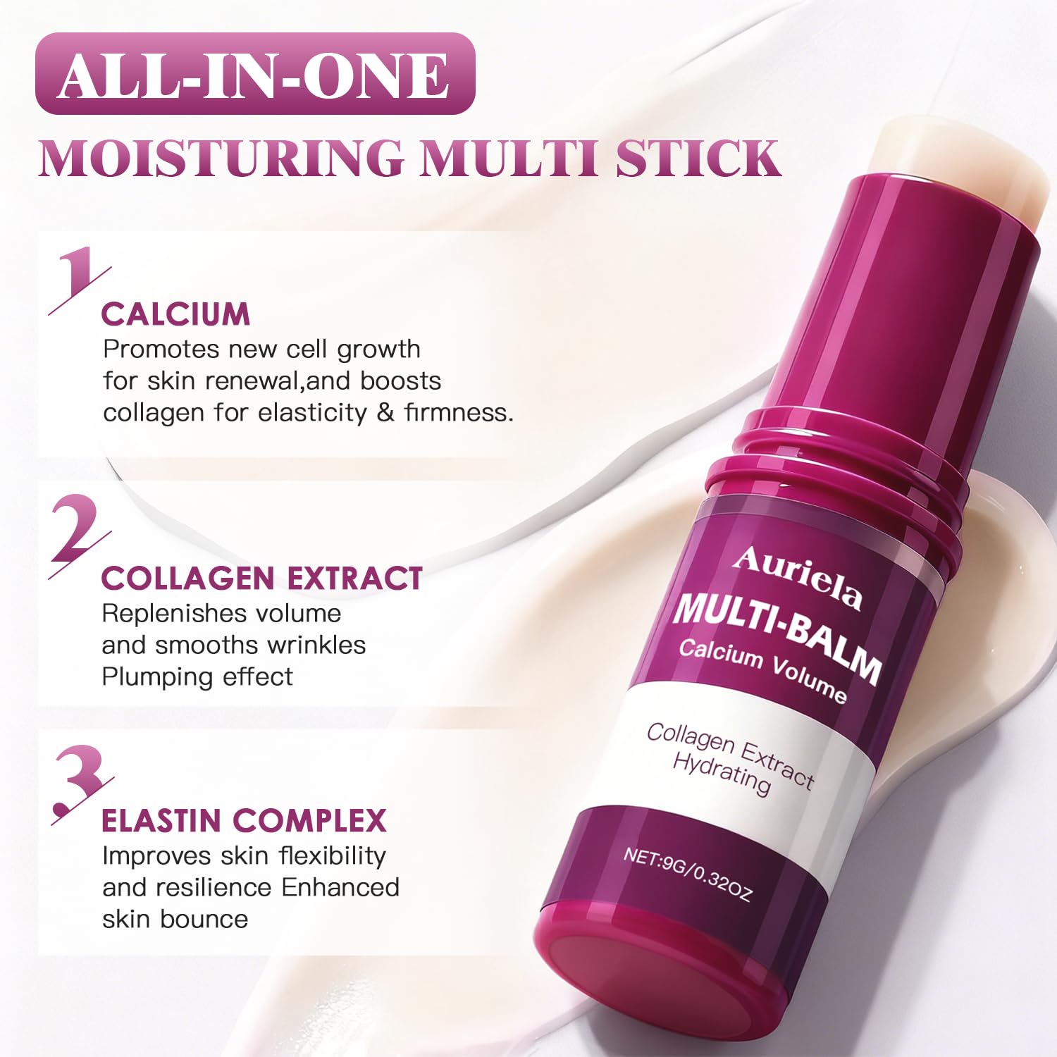 Auriela Calcium Volume Multi Balm – Multi-Use Hydrating Stick for Face, Eyes, Lips & Neck