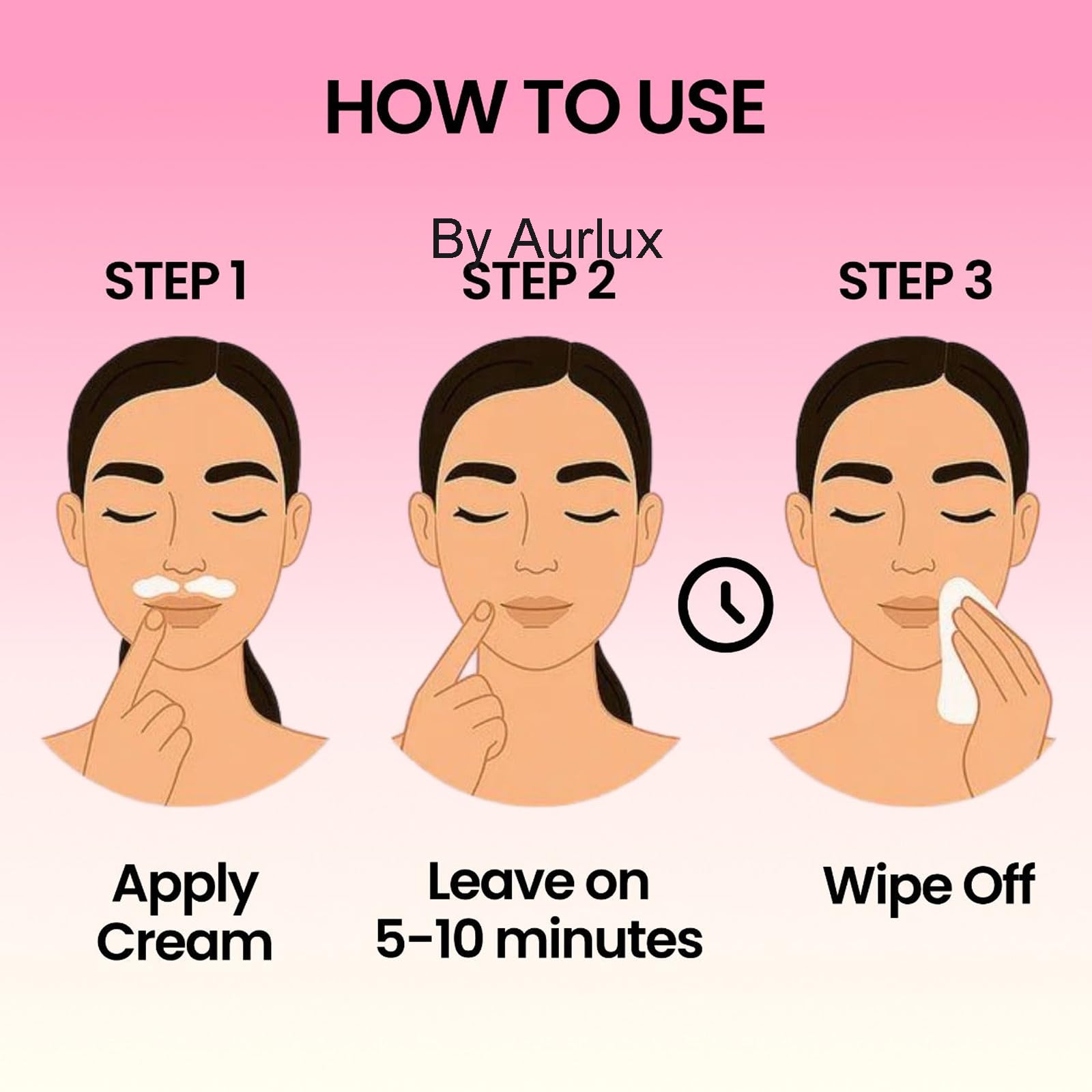 Aurlux Hair Remover Cream for Face – 15-Minute Facial Hair Removal Kit