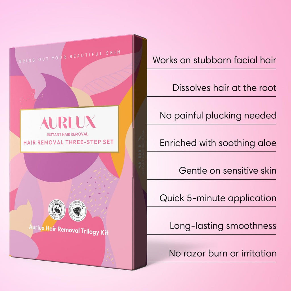 Aurlux Hair Remover Cream for Face – 15-Minute Facial Hair Removal Kit