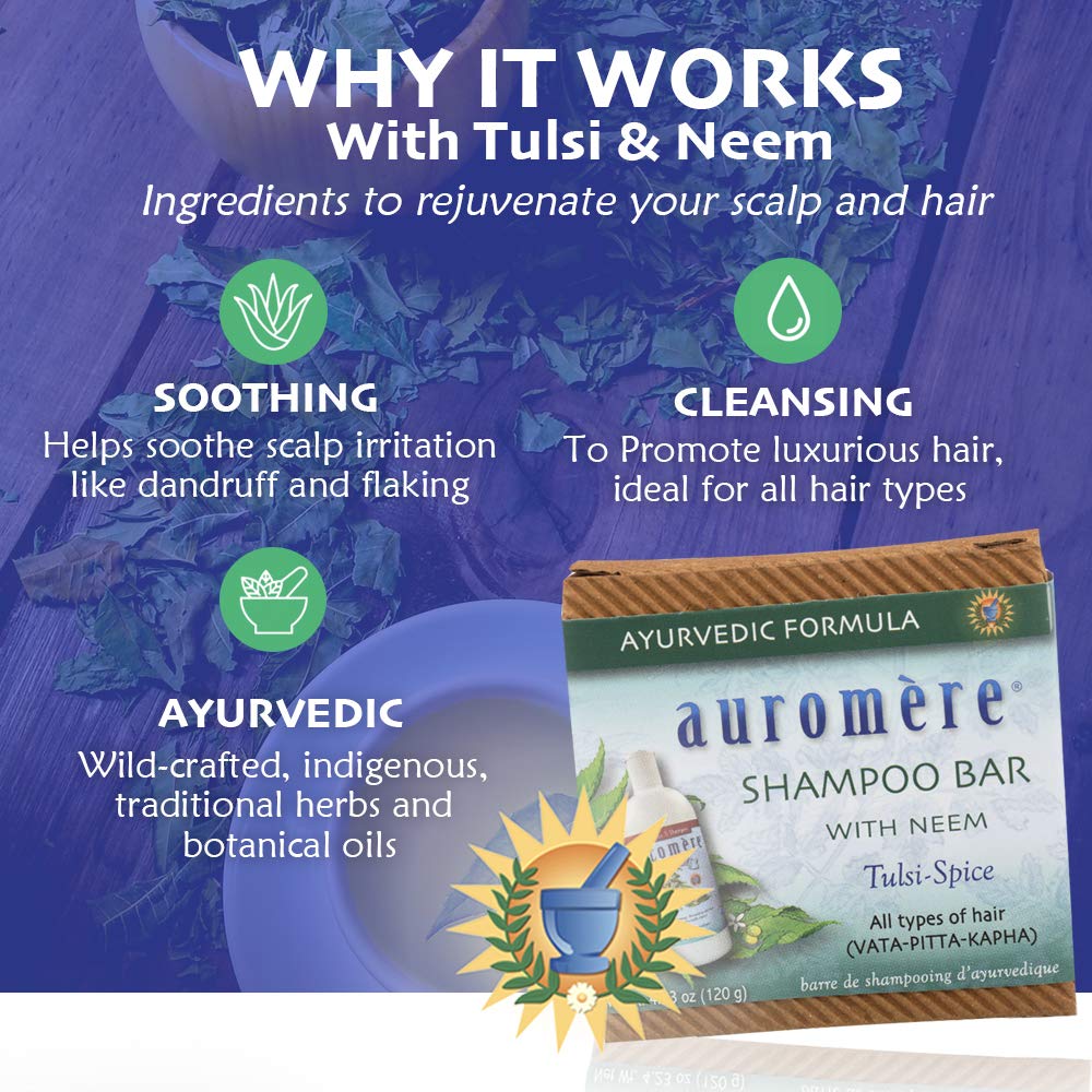 Auromere Ayurvedic Shampoo Bar - Eco-Friendly, Handmade, Vegan, All-In-One (4.23 oz) | 6-Pack