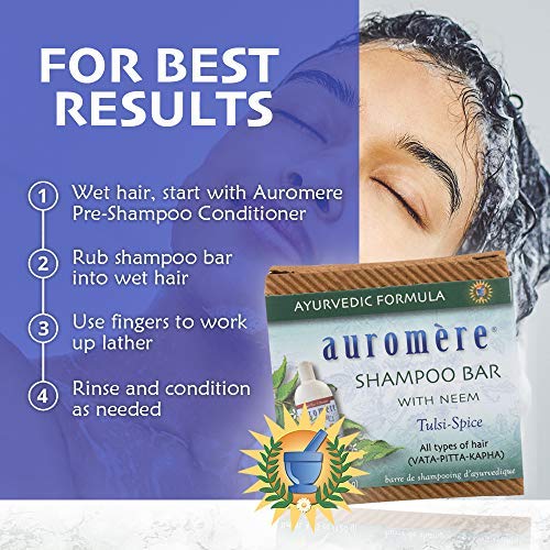 Auromere Ayurvedic Shampoo Bar – Eco-Friendly, Vegan & Cruelty-Free – All-In-One Bar (4.23 oz) – 2 Pack