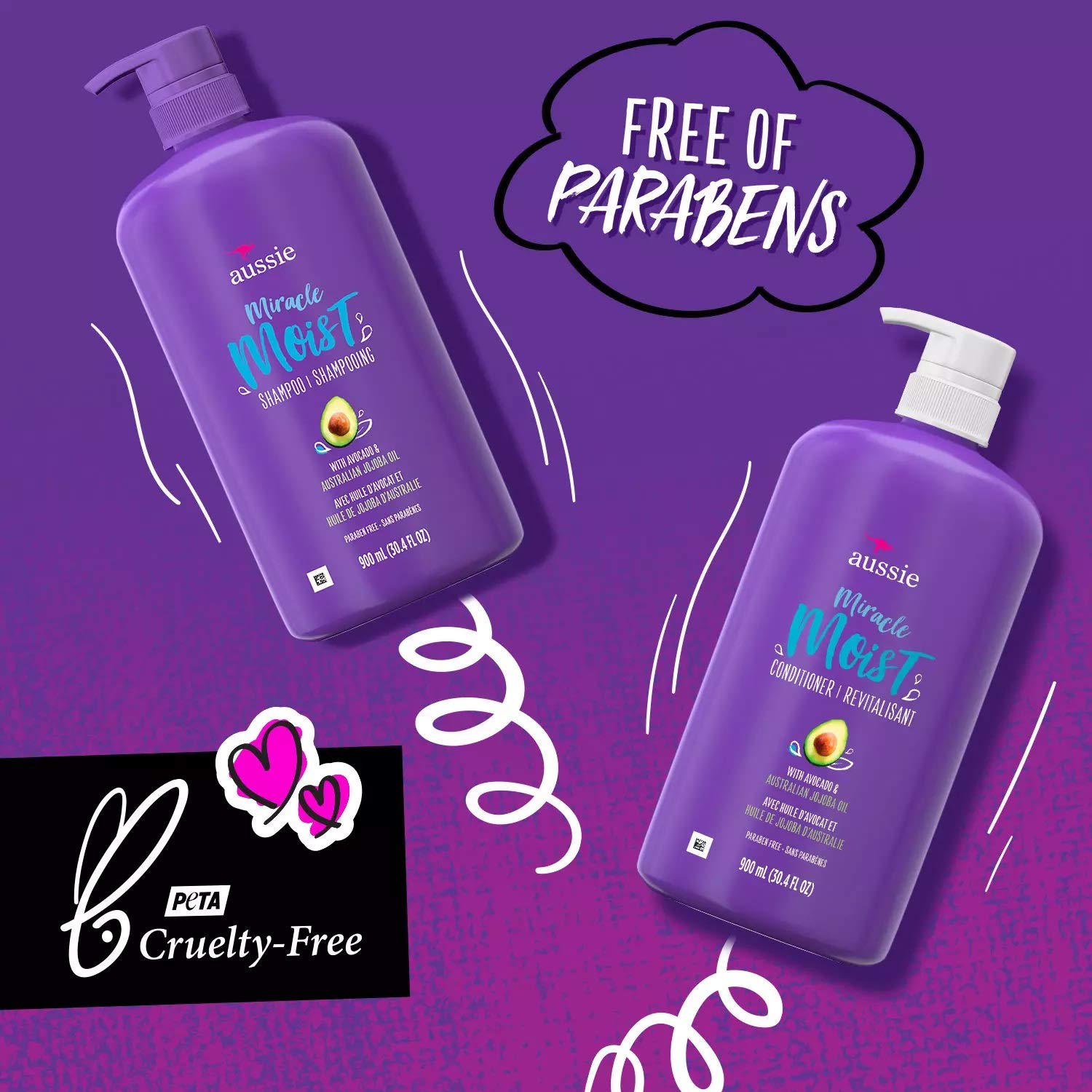 Aussie Miracle Moist Paraben Free Shampoo & Conditioner – 30.4 oz Each