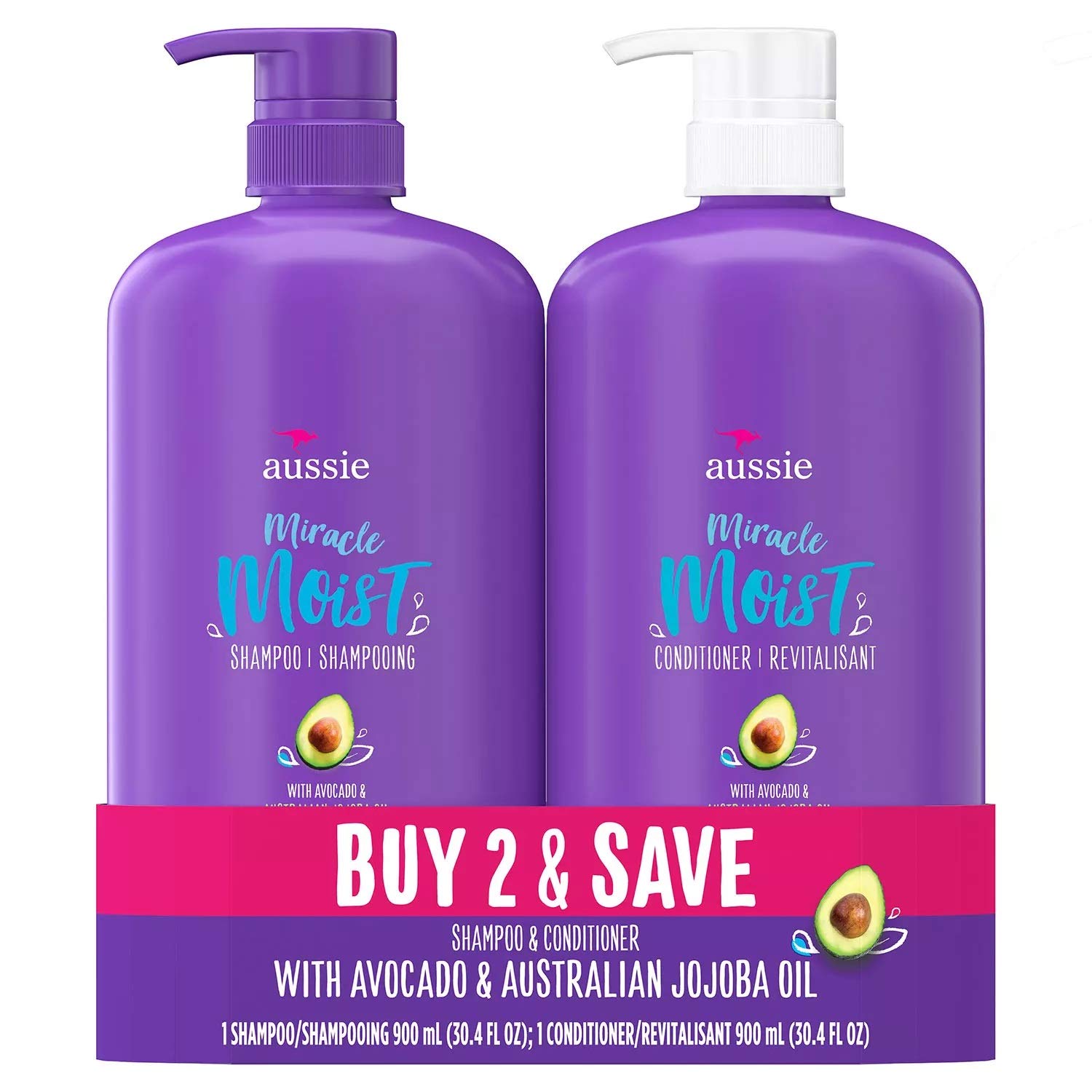 Aussie Miracle Moist Paraben Free Shampoo & Conditioner – 30.4 oz Each