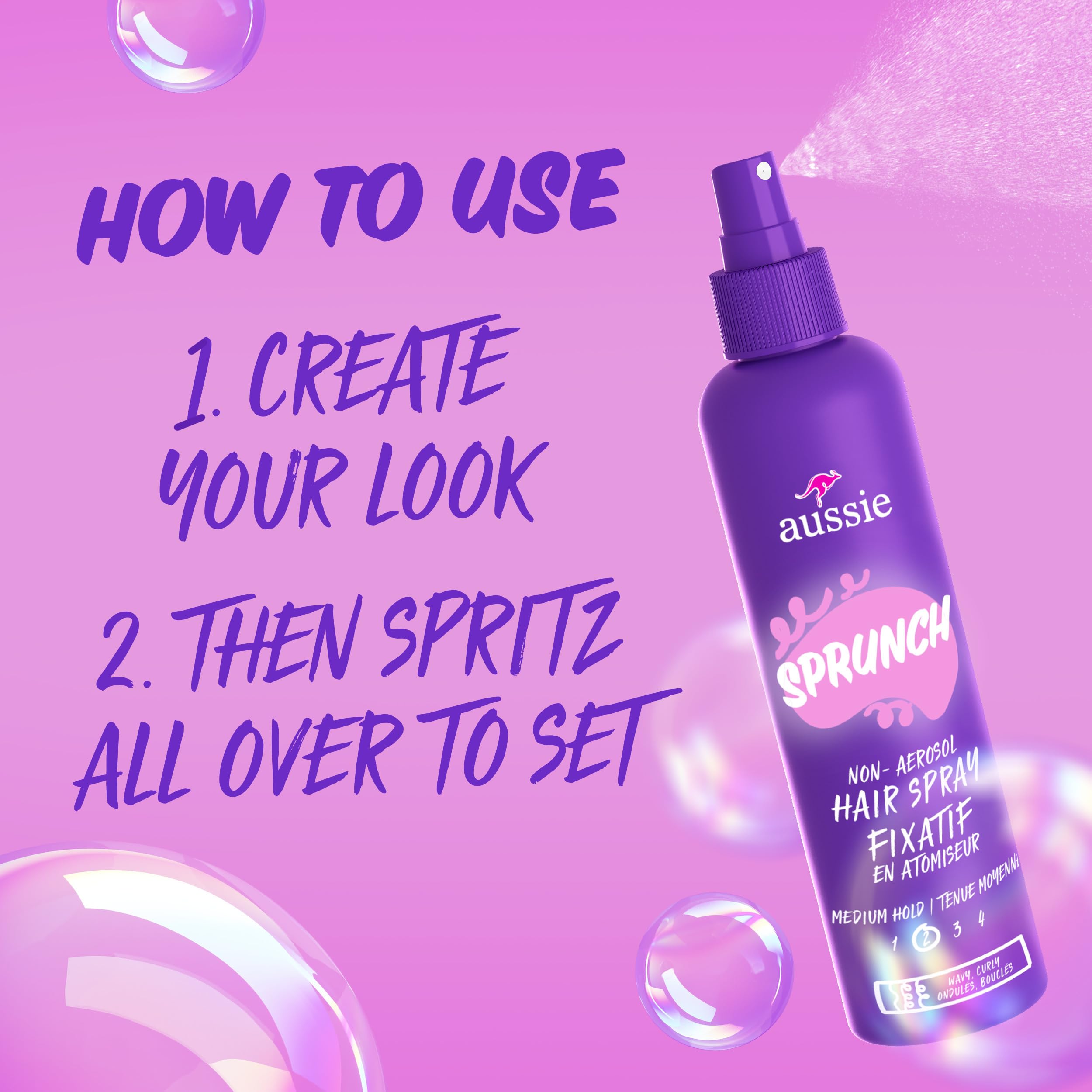 Aussie Hairspray 8.5 fl oz (Pack of 3) – Sprunch Non-Aerosol Curl Hold