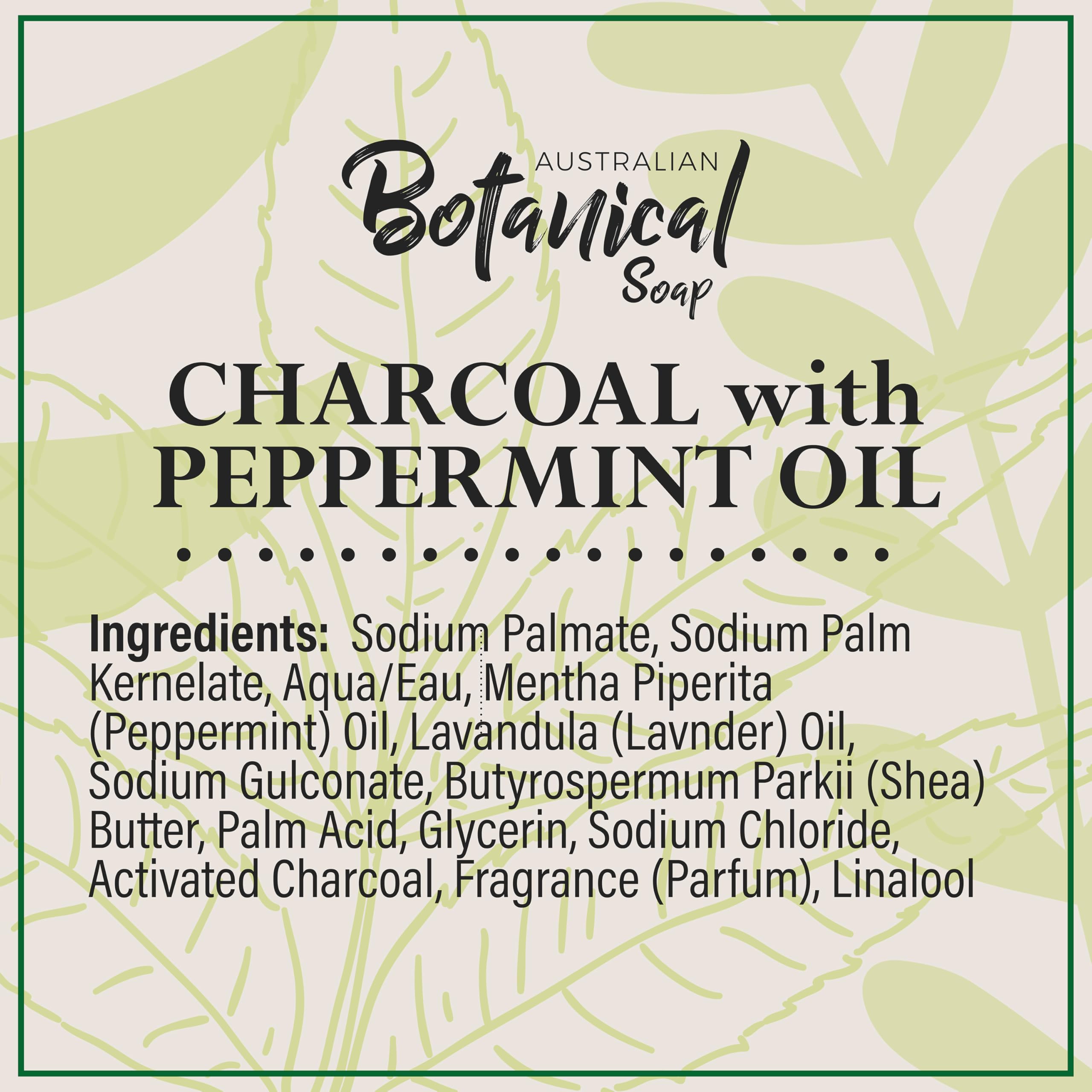 Australian Botanical African Black Soap with Activated Charcoal and Peppermint Oil – 6.6 oz, Pack of 8