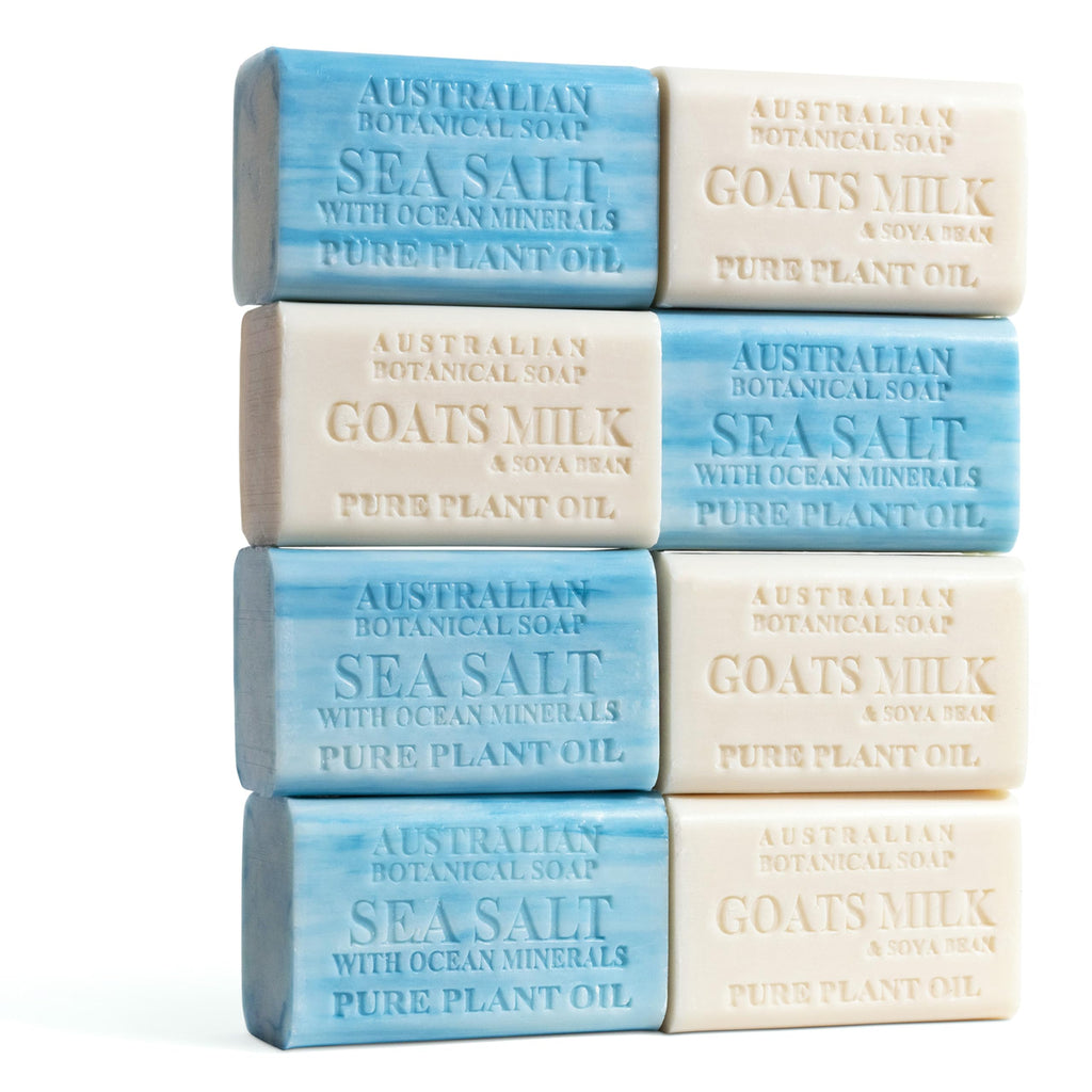 Australian Botanical Men's Soap Bars Duo Pack – Sea Salt & Goats Milk, 8 Bars (6.6 oz each) Gift Set