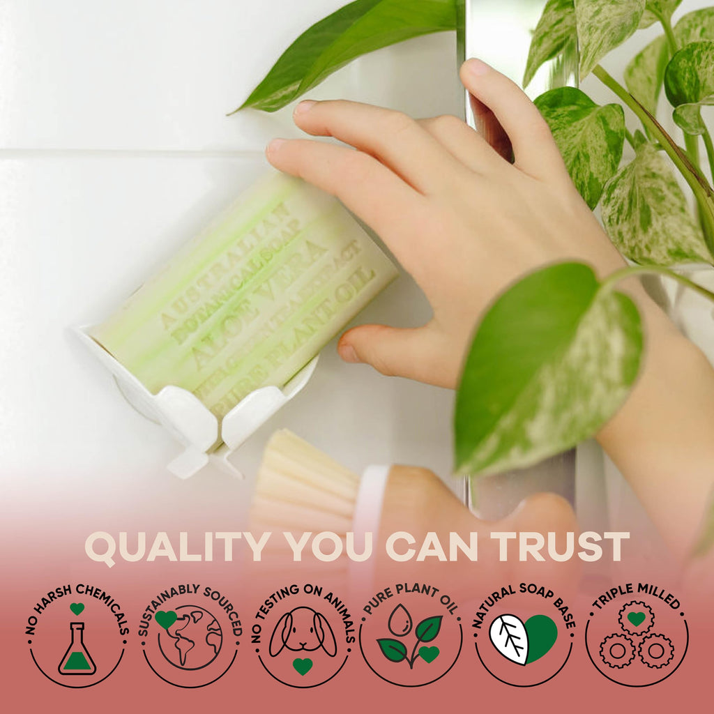 Australian Botanical Soap Aloe Vera with Green Tea Extract – 6.6 oz Luxury Bar, Pack of 4