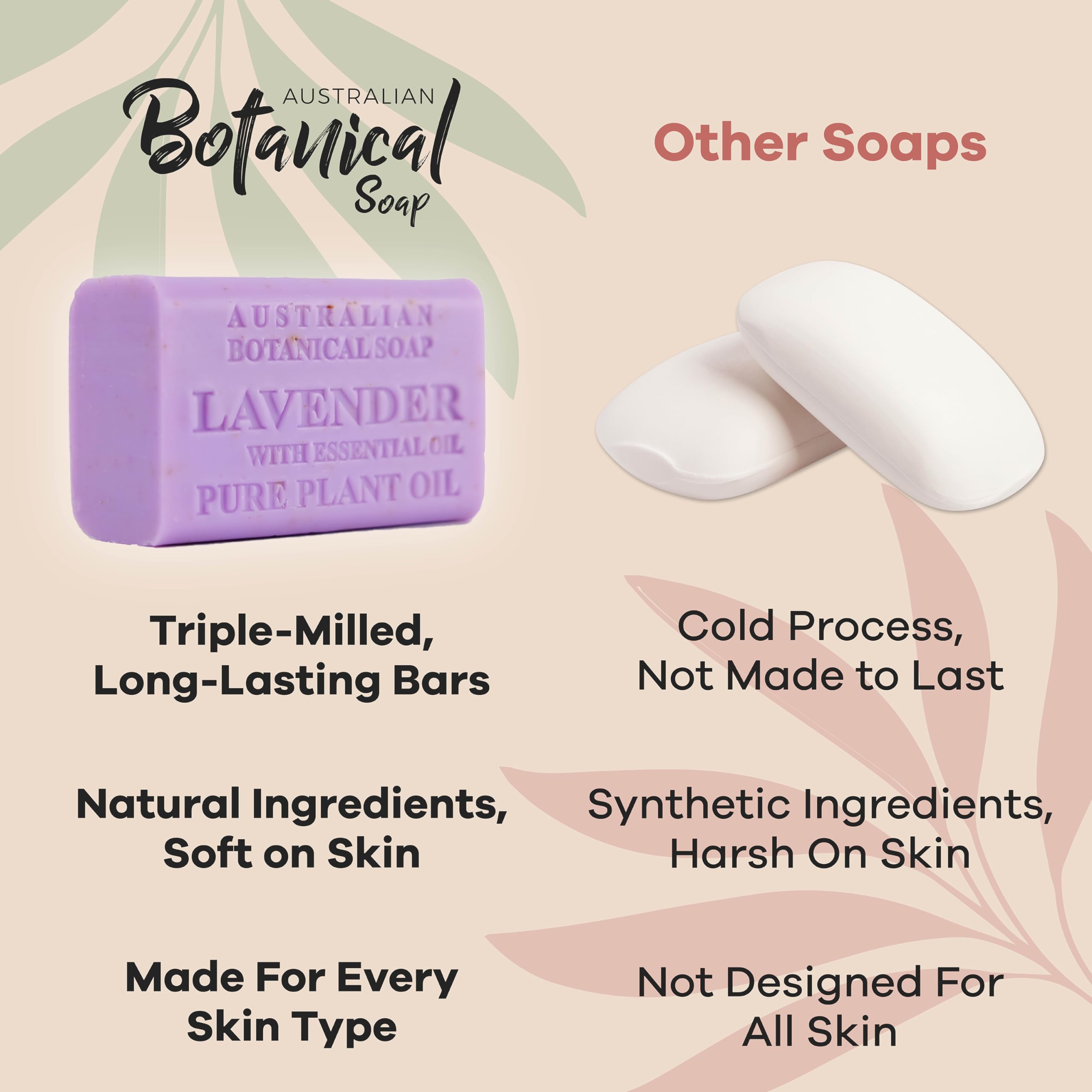 Lavender Essential Oil Soap Bars – Australian Botanical Soap (6.6 oz) Pack of 4