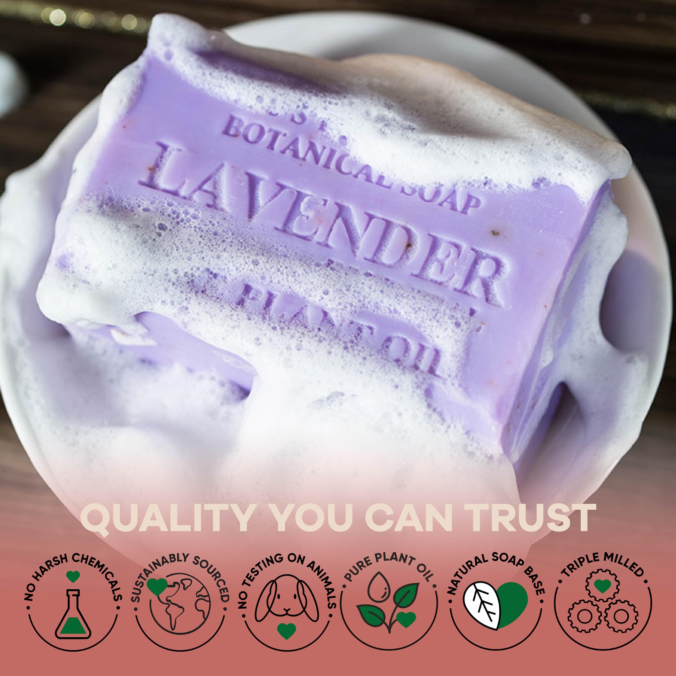 Lavender Essential Oil Soap Bars – Australian Botanical Soap (6.6 oz) Pack of 4