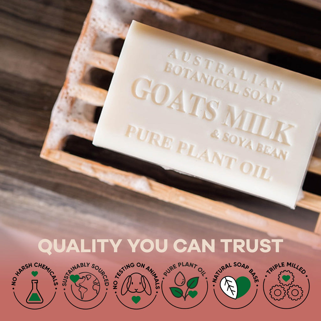 Australian Botanical Soap Goats Milk Sandalwood, Oat Milk & Aloe Vera 4-Bar Luxury Soap Set